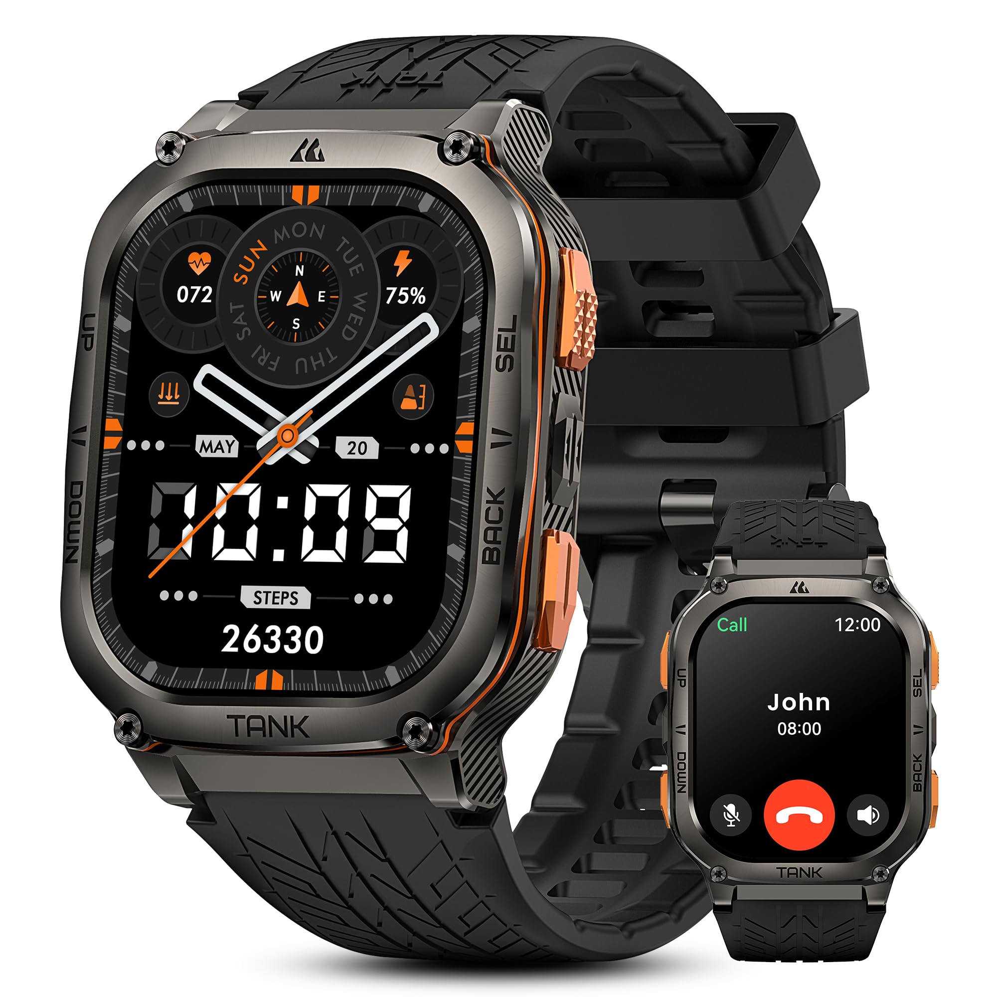 Kospet Tank M3 Ultra Smart Watch With Gps, 50M Waterproof, Compass, Altitude, Air Pressure, 480Mah Extra Large Battery, Full Sta