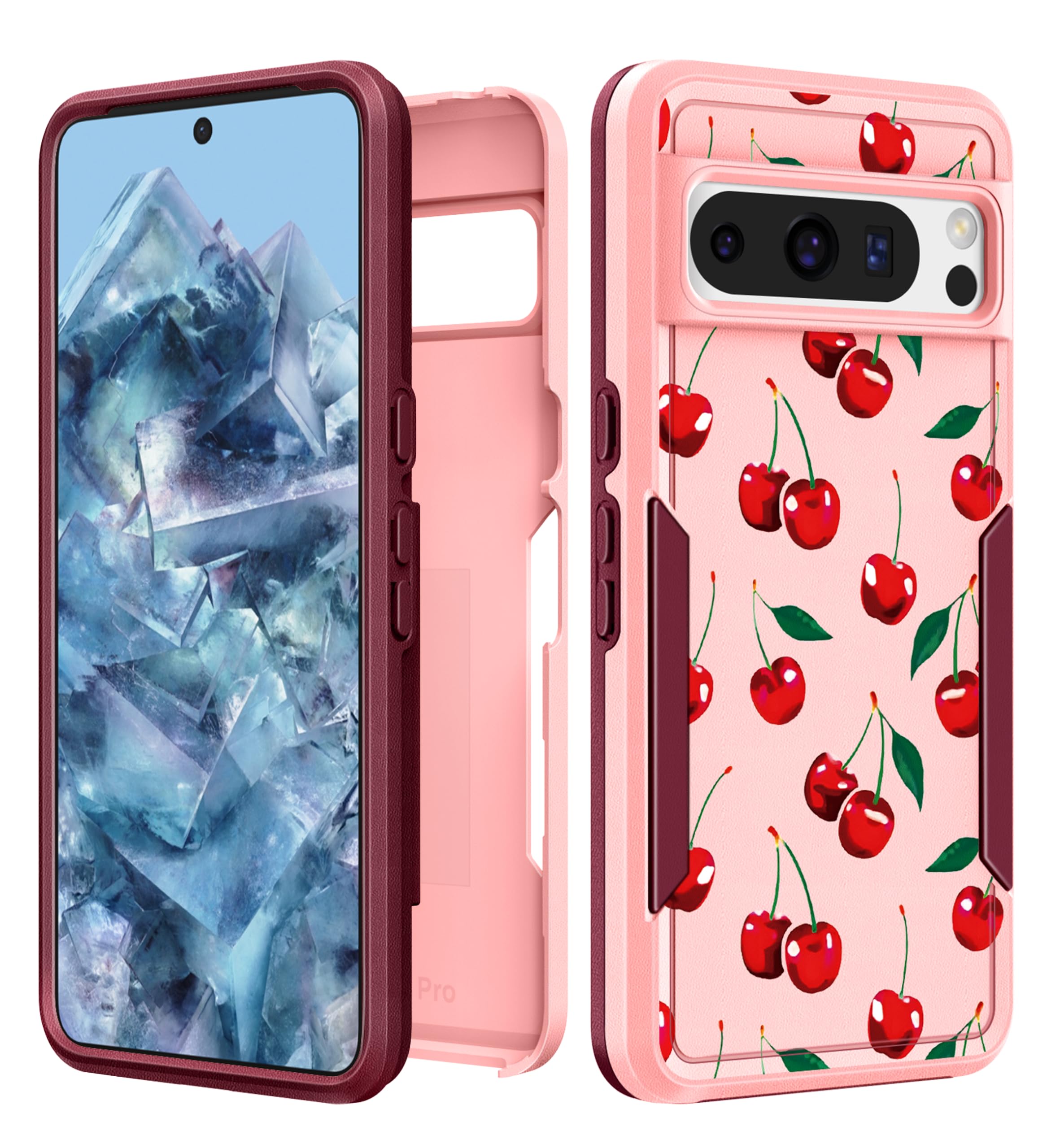 Plakill for Google Pixel 8 Pro Case Women - Cute Girls Cover Girly Kawaii Aesthetic Unique Design Cheery Heavy Duty Protective S