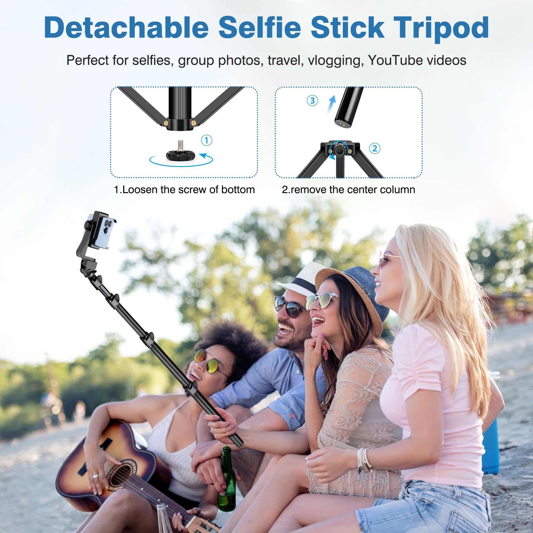 70 Phone Tripod With Remote & Holder, Portable Cell Phone Stand, Selfie Stick For Video Recording, Compatible With Iphone 14/13