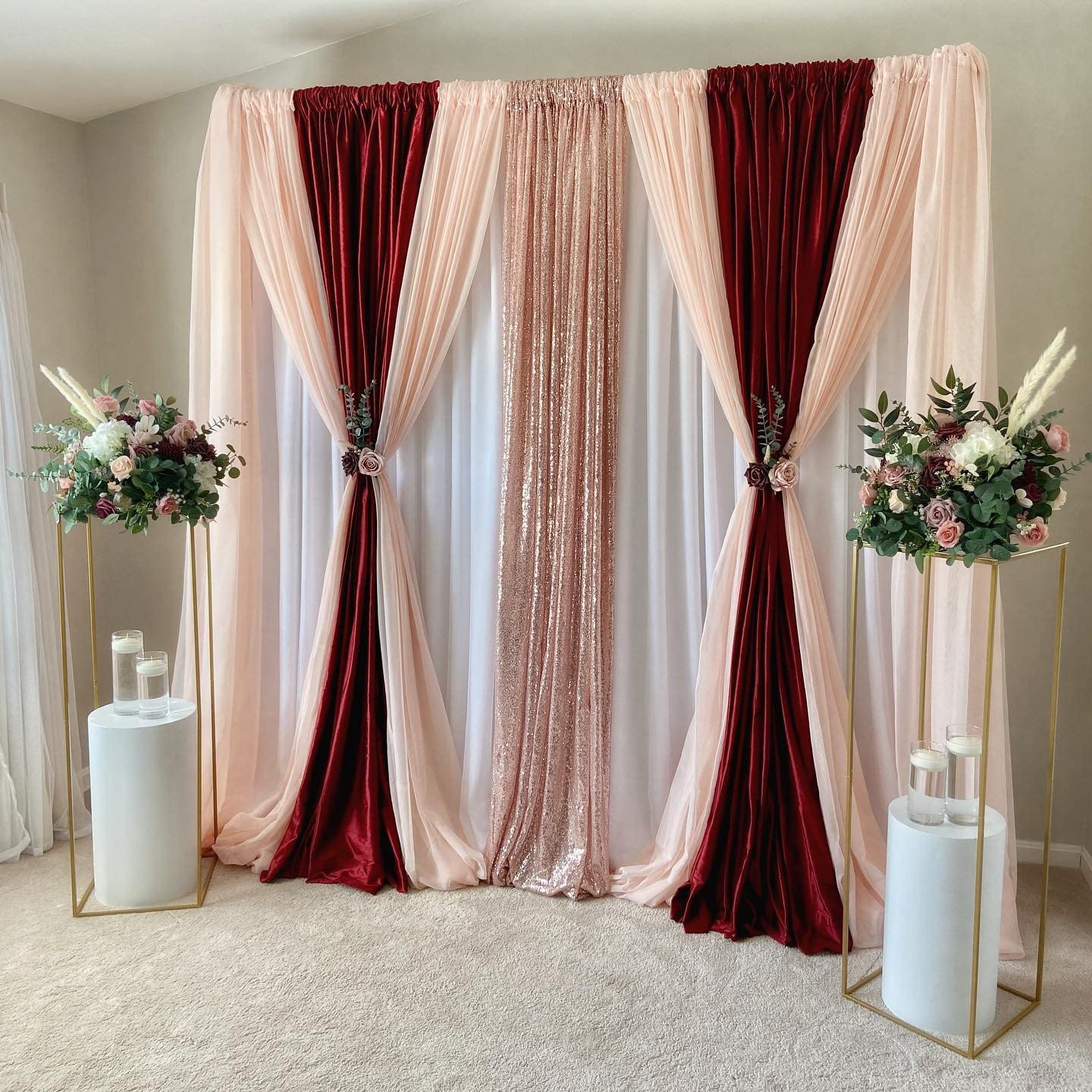 Peach Curtain Backdrop 5Ft X 10Ft Chiffon Sheer Backdrop Curtain Wedding Drape