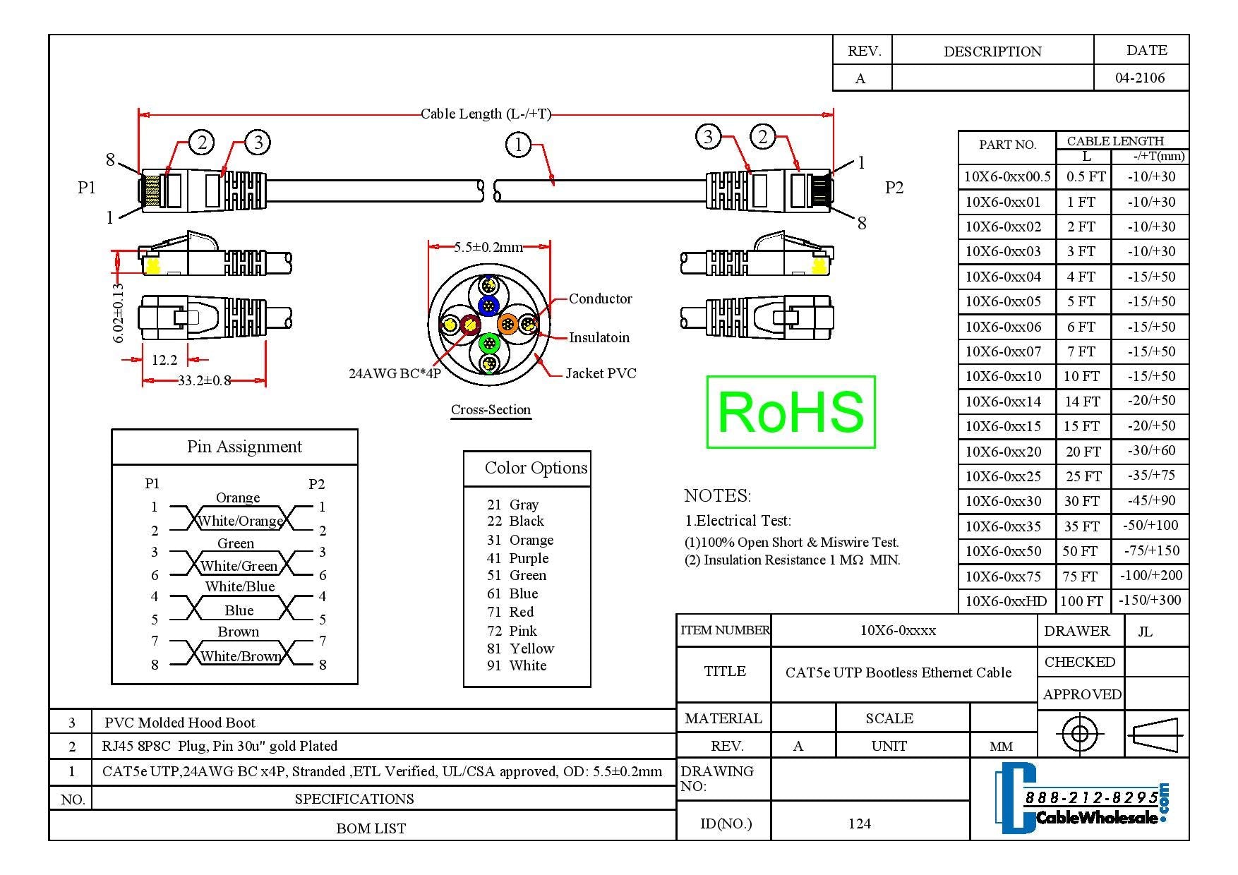 Cat5E Pink Ethernet Patch Cable, Snagless/Molded Boot, 1 Foot