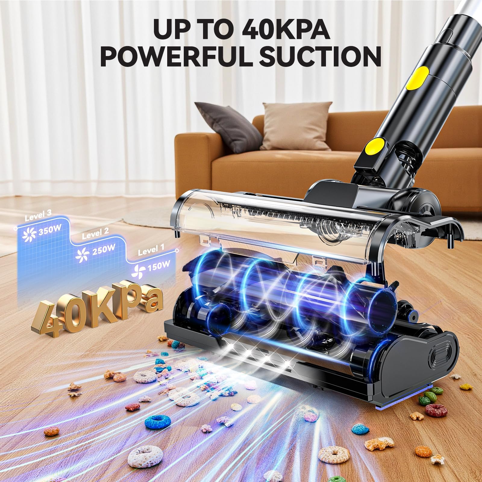 350W 40Kpa Cordless Vacuum Cleaner For Dewalt 20V Battery (No Battery), 6 In 1 Self Standing Stick Vacuum, 3 Models, Dual Dust C