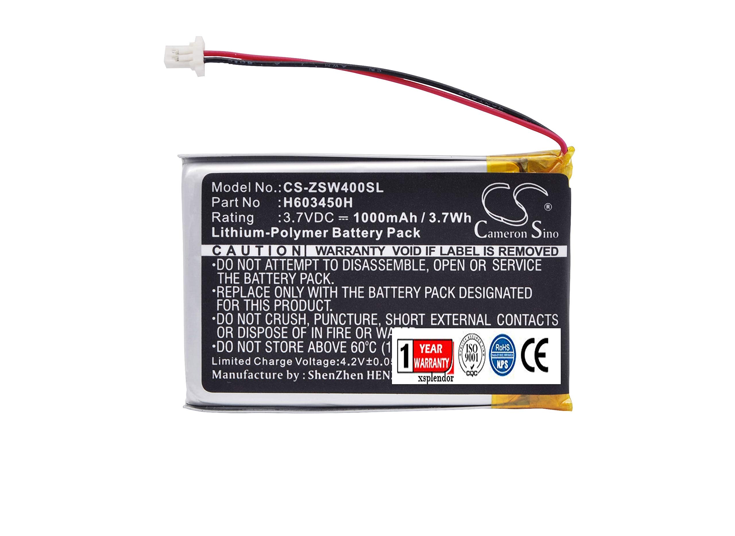 XSPLENDOR XPS Replacement Battery for Izzo Swami 4000 Swami 4000 Golf GPSA43094 Izzo H603450H 1000mAh