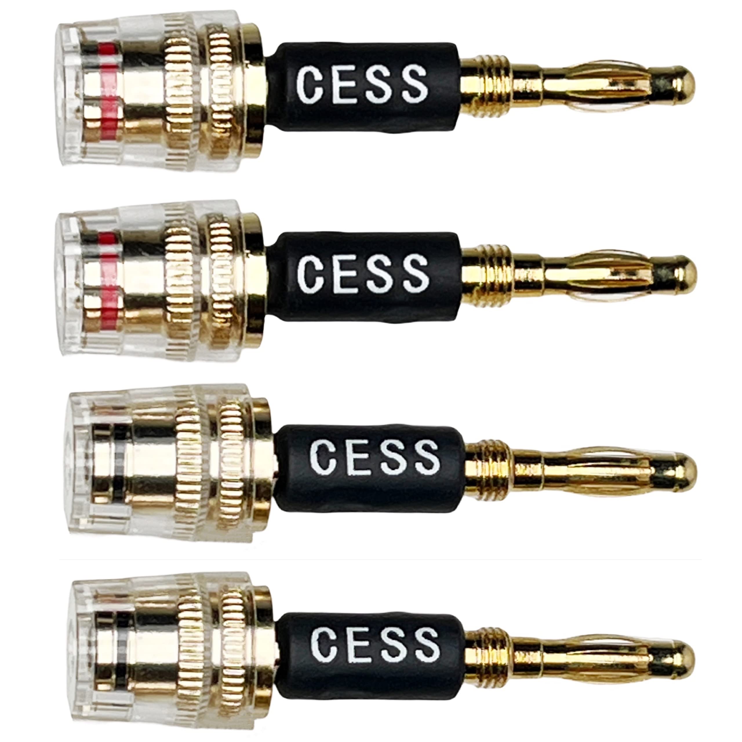 Cncess Cess 187 Banana Plug Connect To Spade Fork Plug Speaker Cable Adapter, 4 Pack