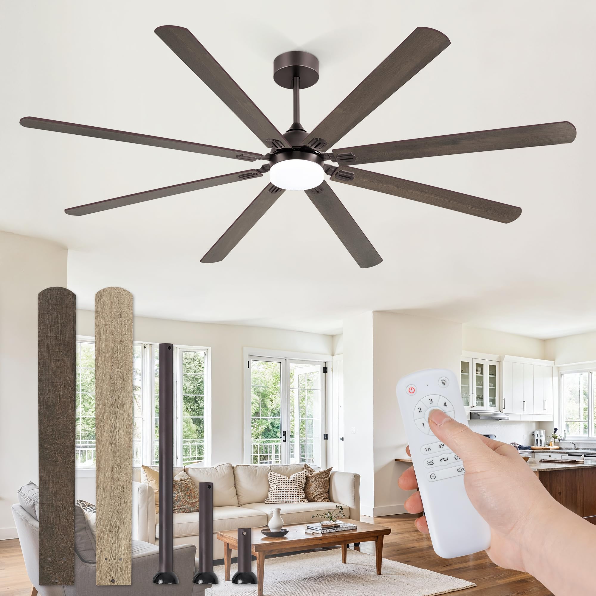 Fanbulous 84 Inch Ceiling Fans with Lights, Oil Bronze Modern Ceiling Fan with Remote,Large Farmhouse Indoor & Outdoor Ceiling F
