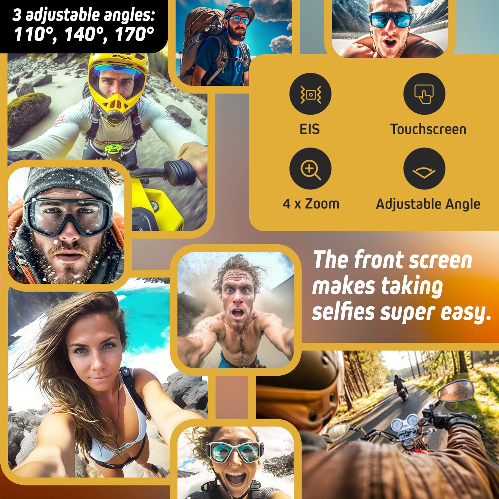 Icefox Action Camera 5K 30Fps 20Mp With Touch Screen, 98Ft Waterproof Underwater Camera, Eis 4X Zoom Adjustable View Angle Remot