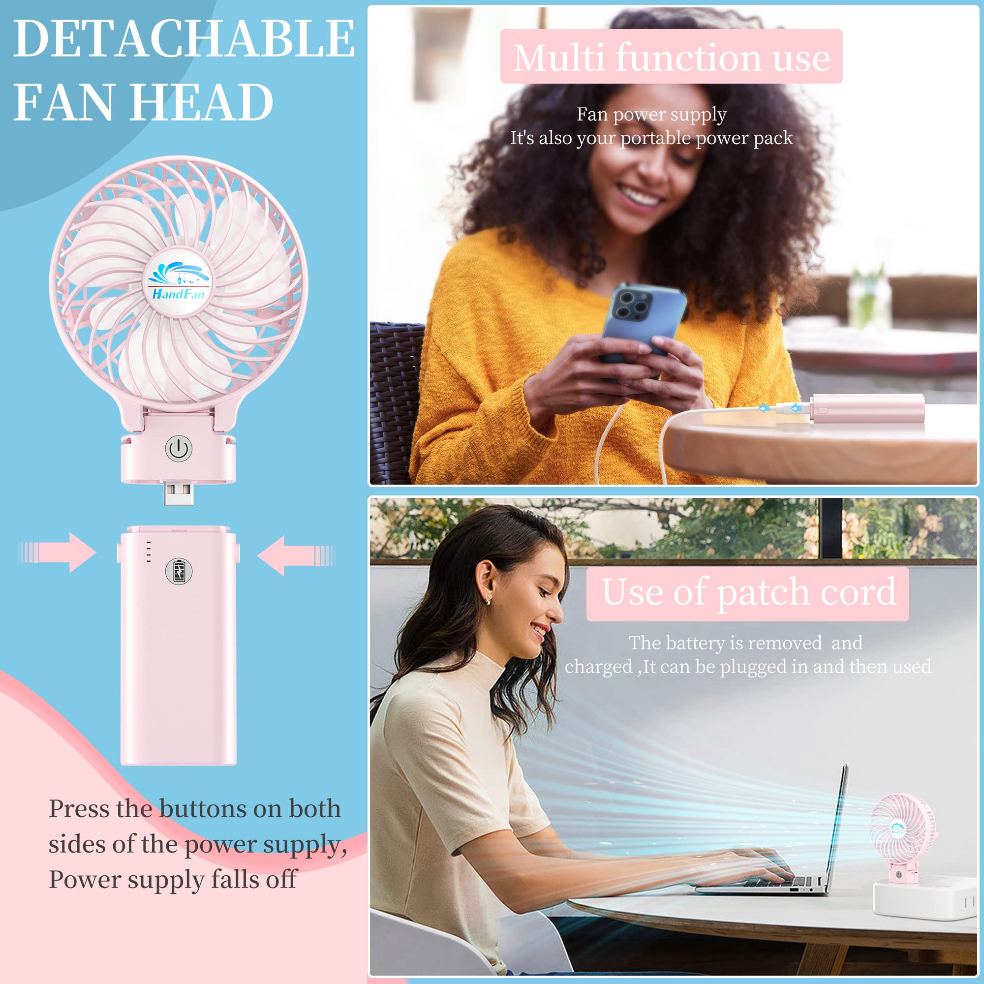 Handfan 2024 New 5200Mah Mini Handheld Fan, 5 20 Working Hours Personal Fans, 3 Speeds Strong Airflow Usb Small Desk Fan With Po