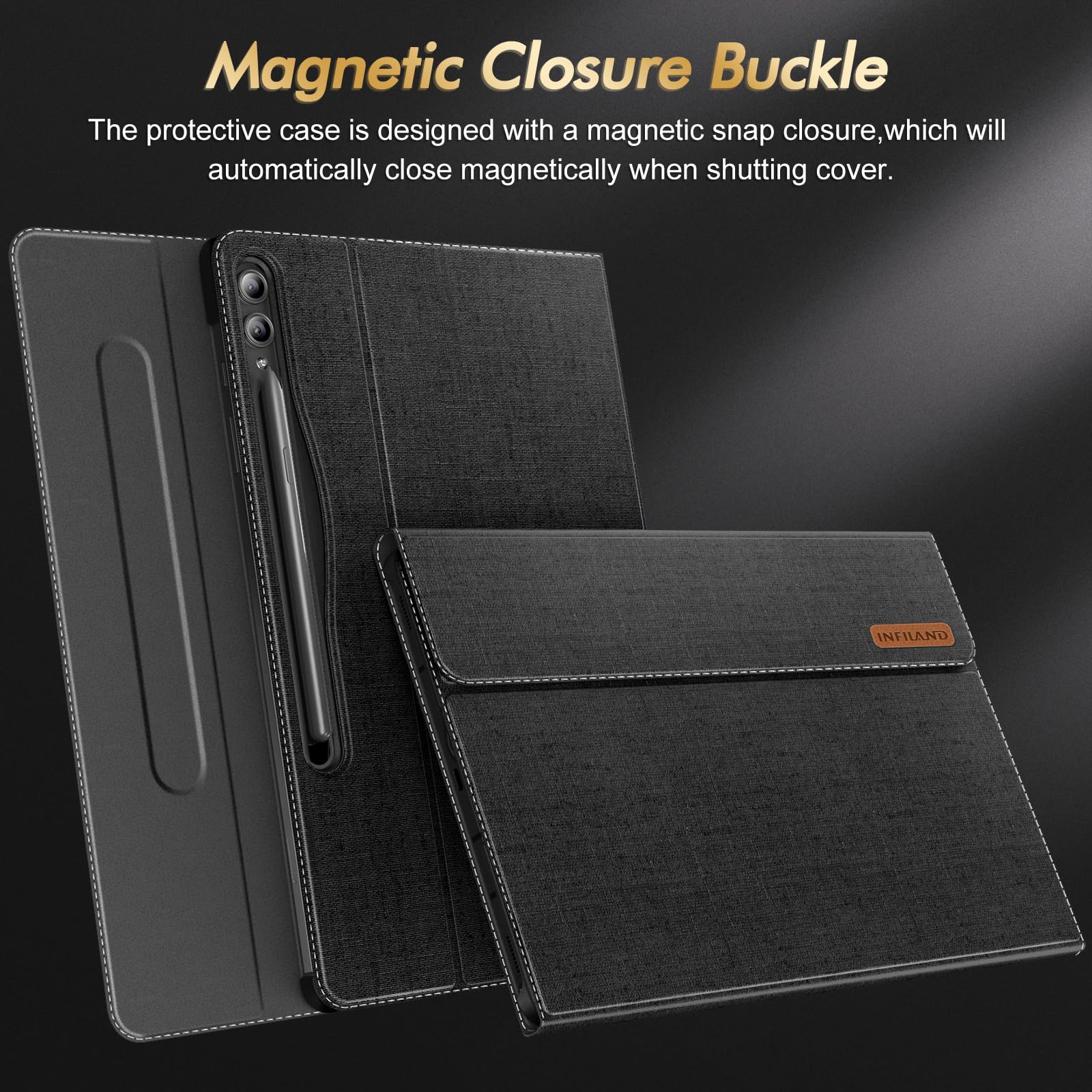 Infiland Galaxy Tab S9+ Plus/Tab S9 Fe Plus Case, Multi Angle Stand Cover Compatible With Samsung Tab S9 Plus/S9 Fe Plus 12.4''