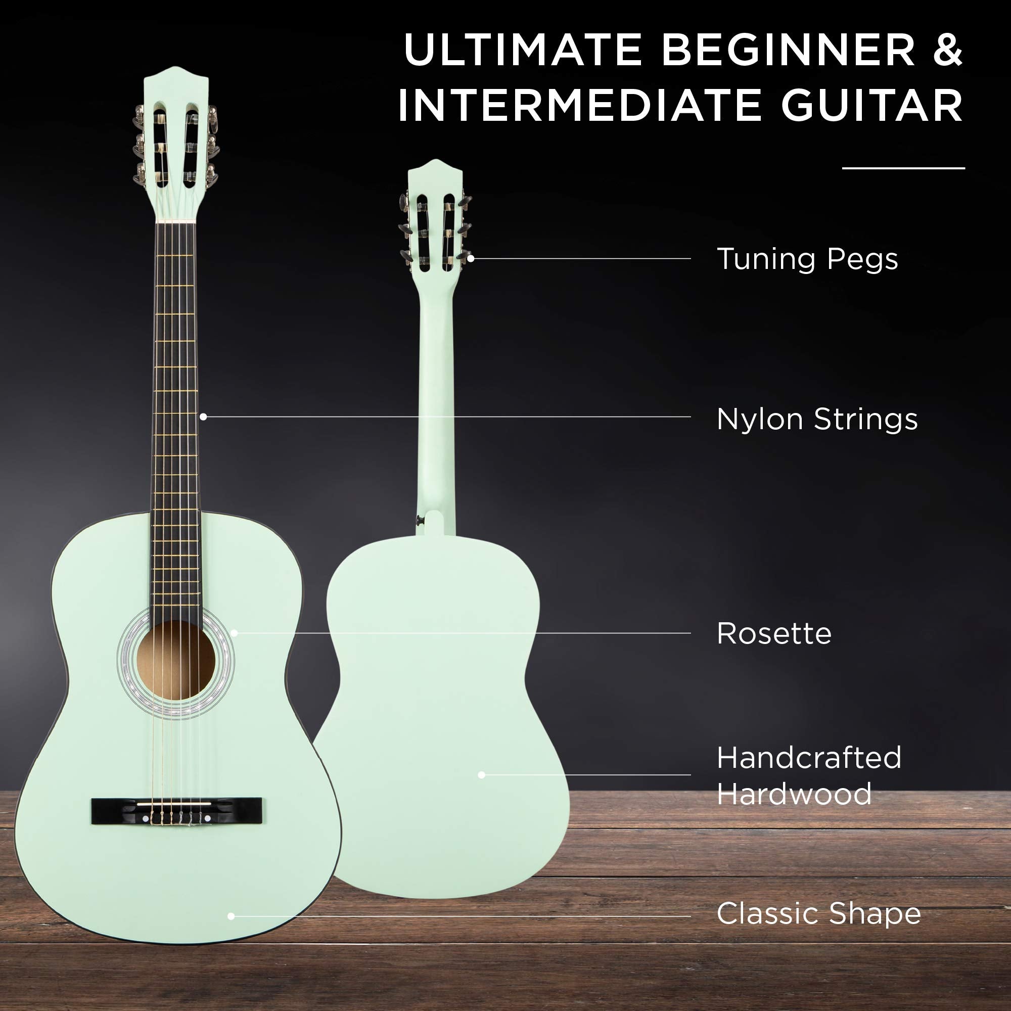 Best Choice Products 38In Beginner All Wood Acoustic Guitar Starter Kit W/Gig Bag, 6 Celluloid Picks, Nylon Strings, Capo, Cloth