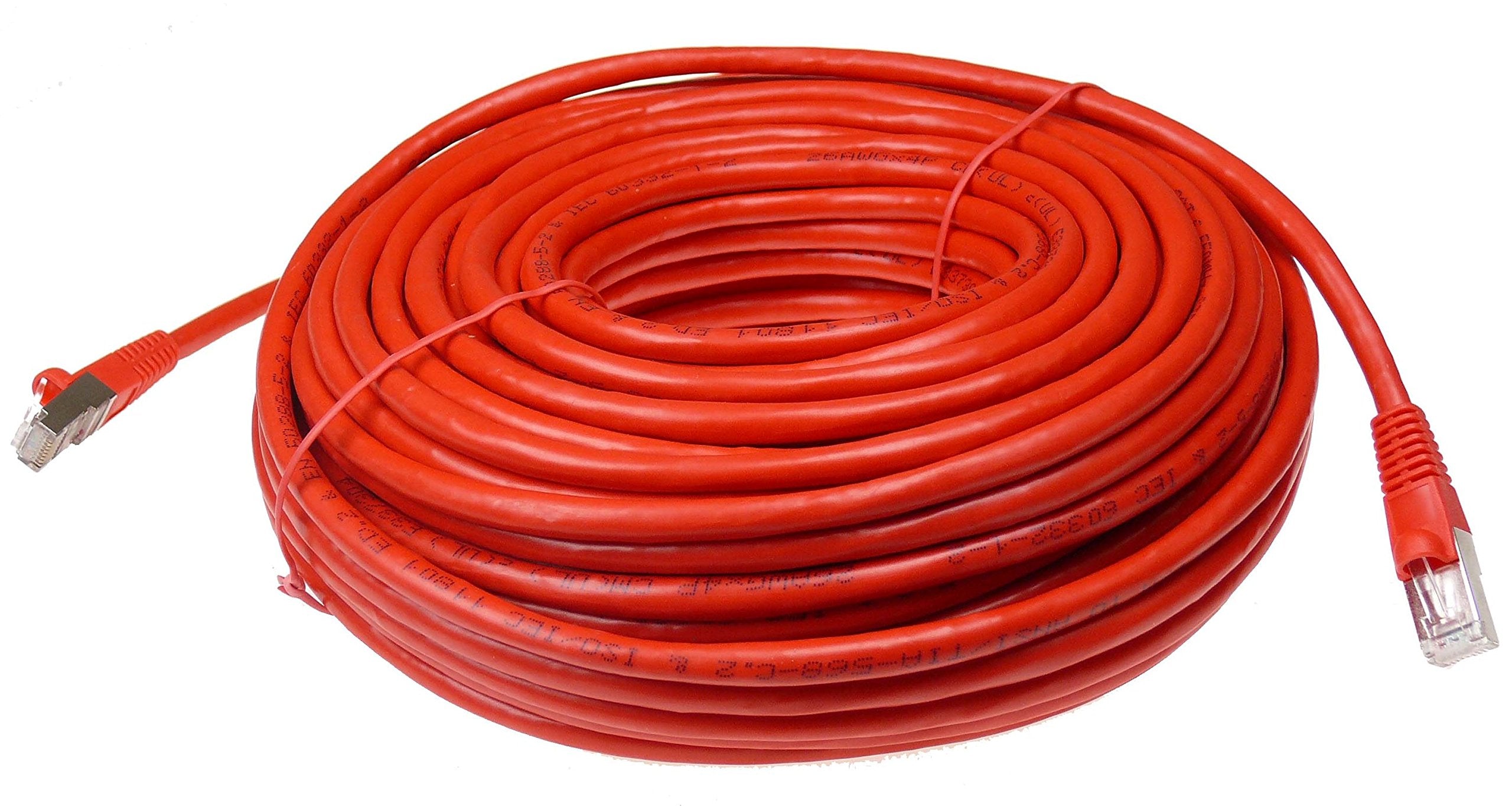 Ntw Cat6 Ethernet Cable Shielded 100 Ft Red Plated Rj45 Connector Internet Lan Wire Cable Cord For Modem Router Pc Mac Laptop Ps