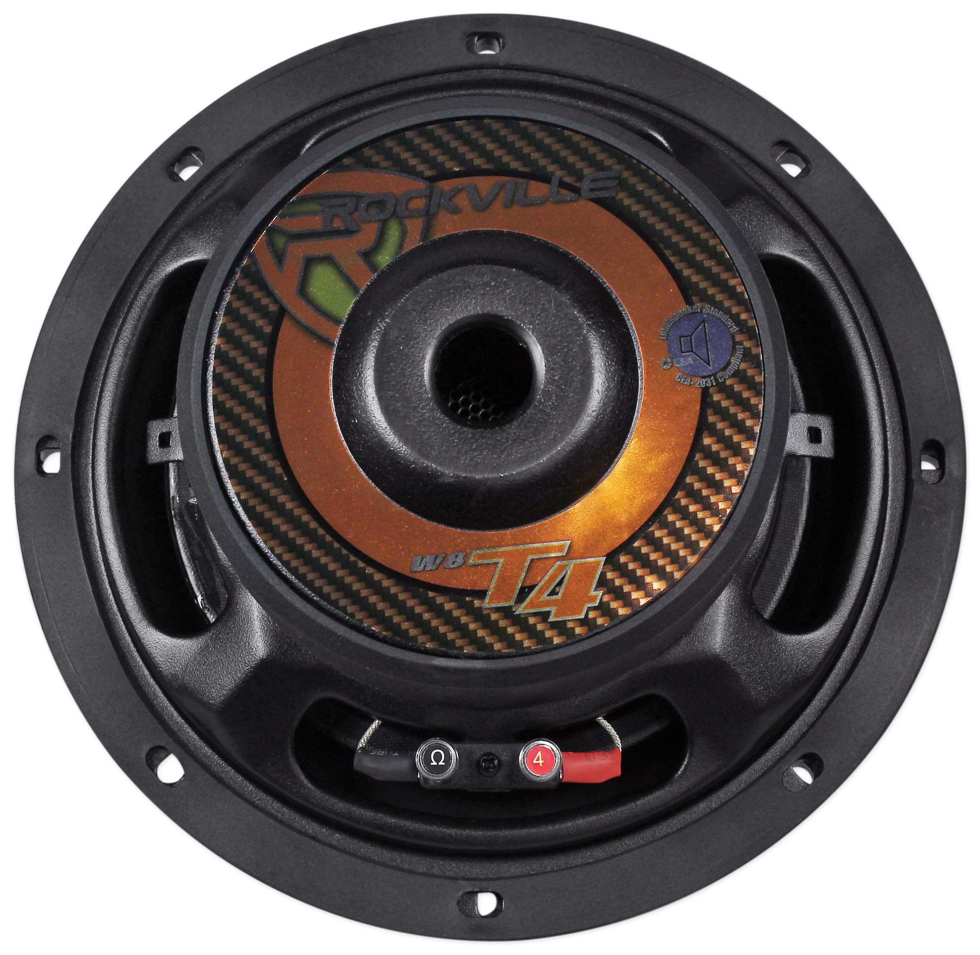 Rockville W8T4 S4 8'' Shallow Mount 1000W Peak Car Subwoofer 4 Ohm Sub 250W Rms Cea Rated