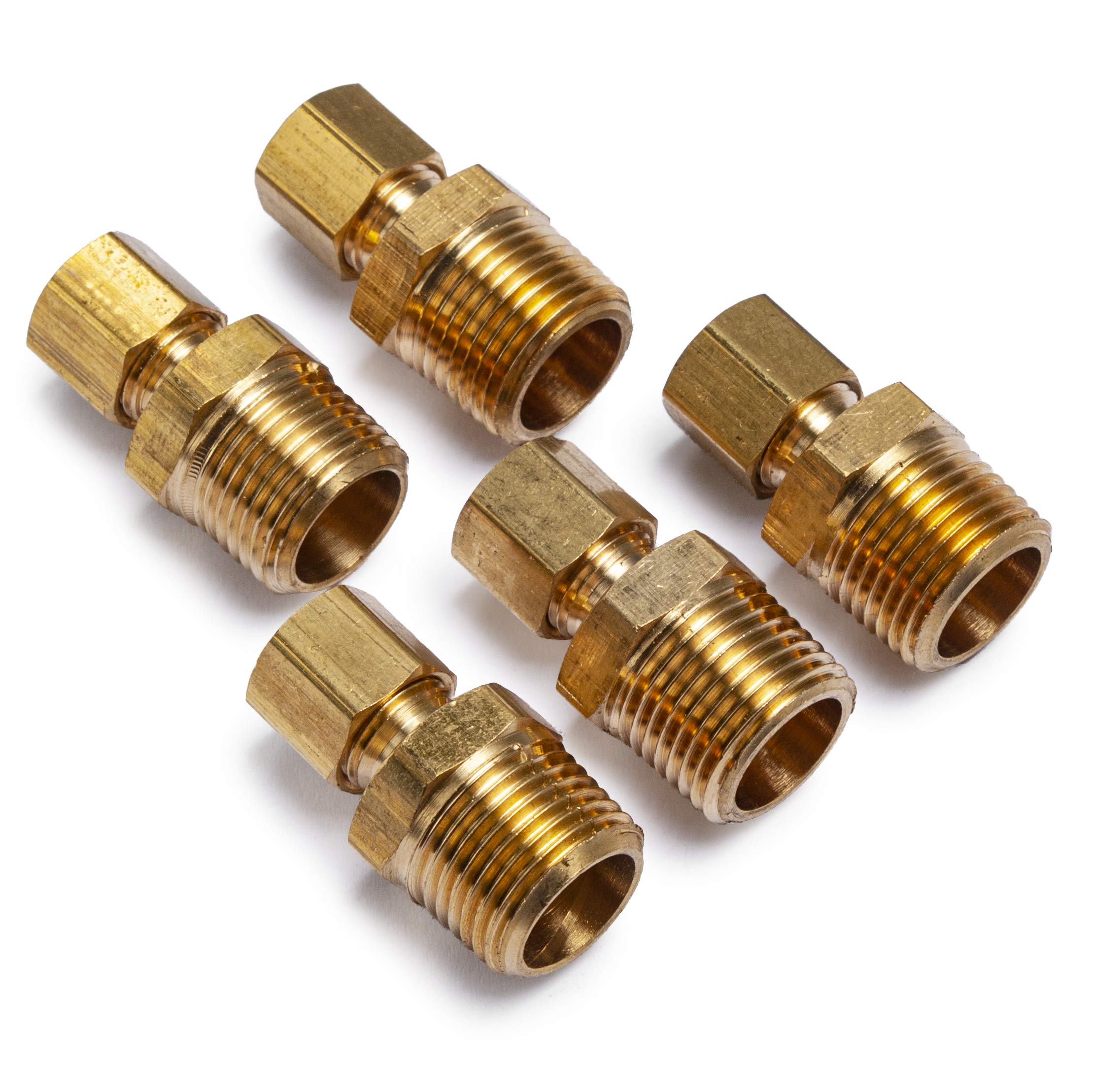 Ltwfitting Brass 1/4-Inch Od X 3/8-Inch Male Npt Compression Connector Fitting(Pack Of 5)