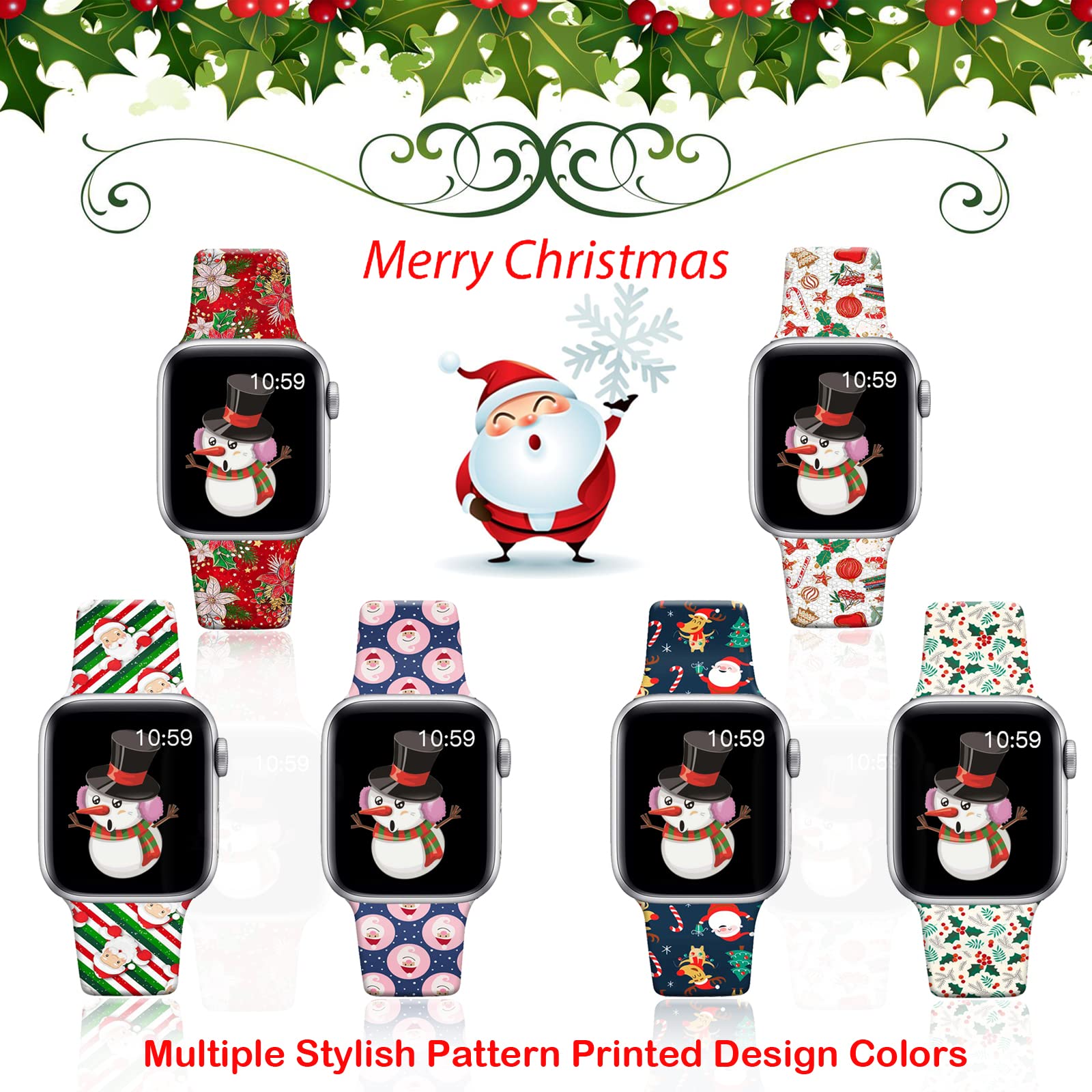 Doo Uc Holiday Decor Watch Bands Compatible For Apple Watch 42Mm 44Mm 45Mm 49Mm Iwatch Se Series 8 7 6 5 4 3 2 1, Christmas Frui