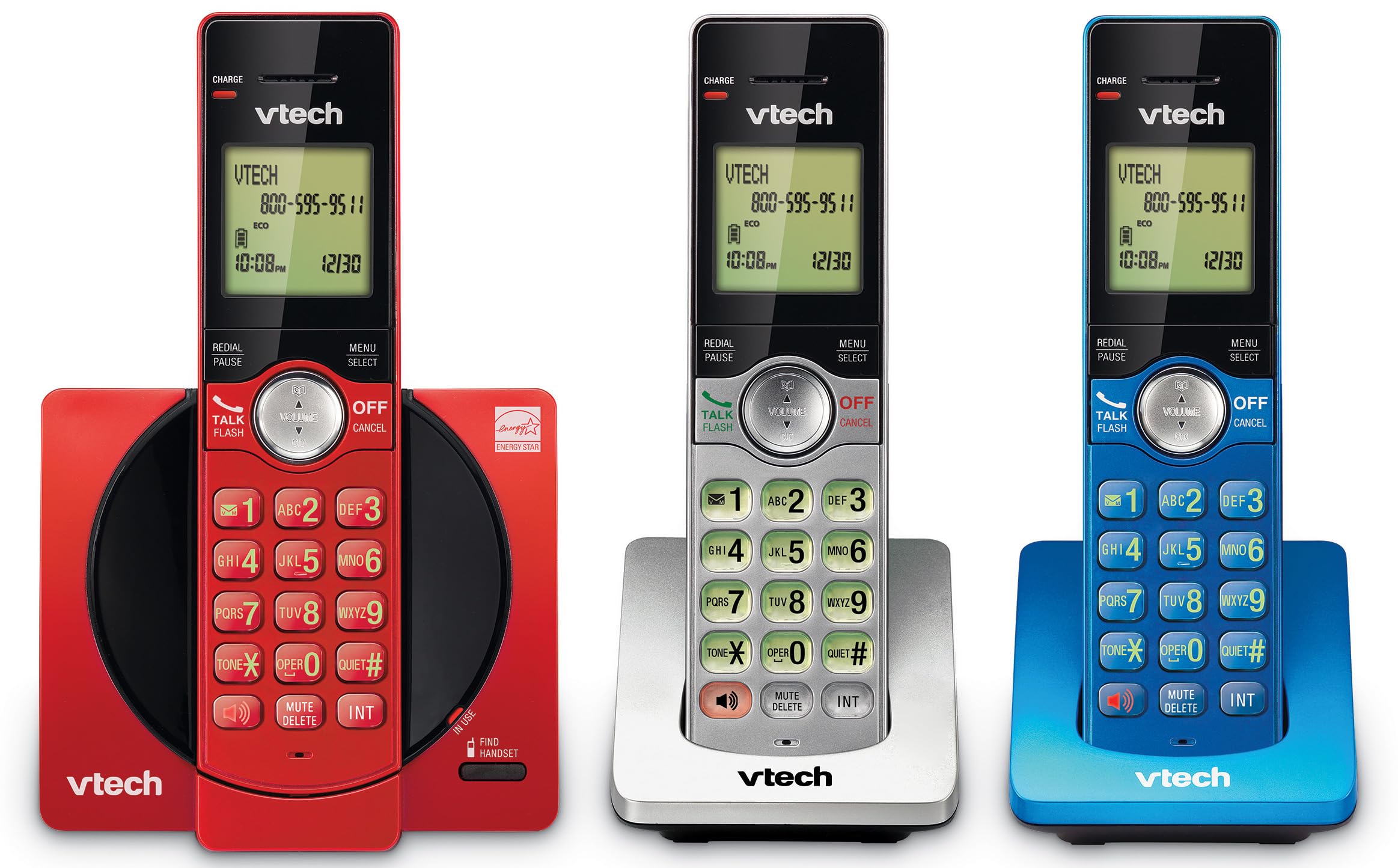 VTech 3-Handset Cordless Phone for Home with Caller ID/Call Waiting, Landline Phones, Illuminated Keypad, Full Duplex Speakerpho