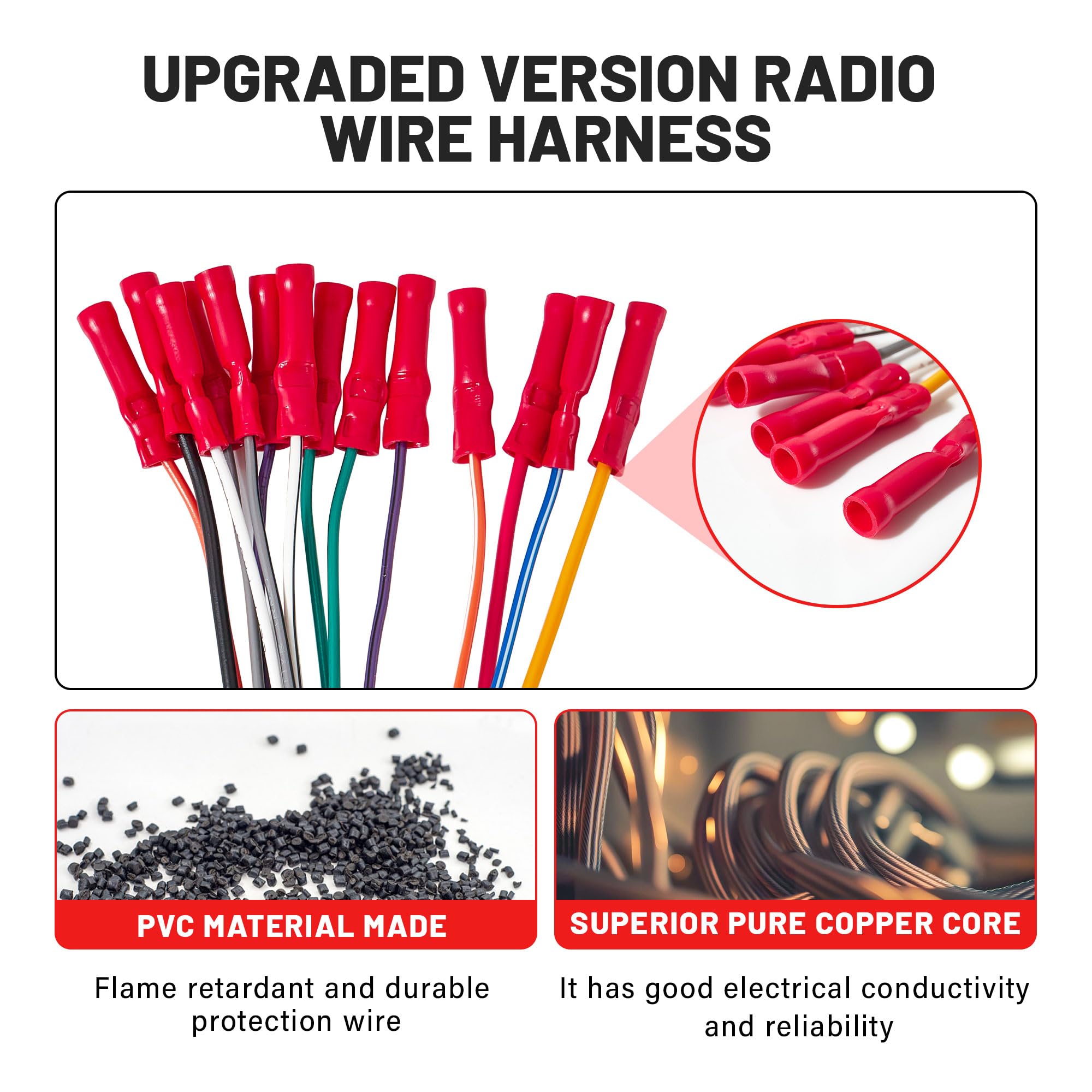 Red Wolf Car Stereo Wiring Harness Fit For 2002 2008 Gmc Envoy Sierra, Chevy Silverado Impala W/Connector Butt Install Aftermark