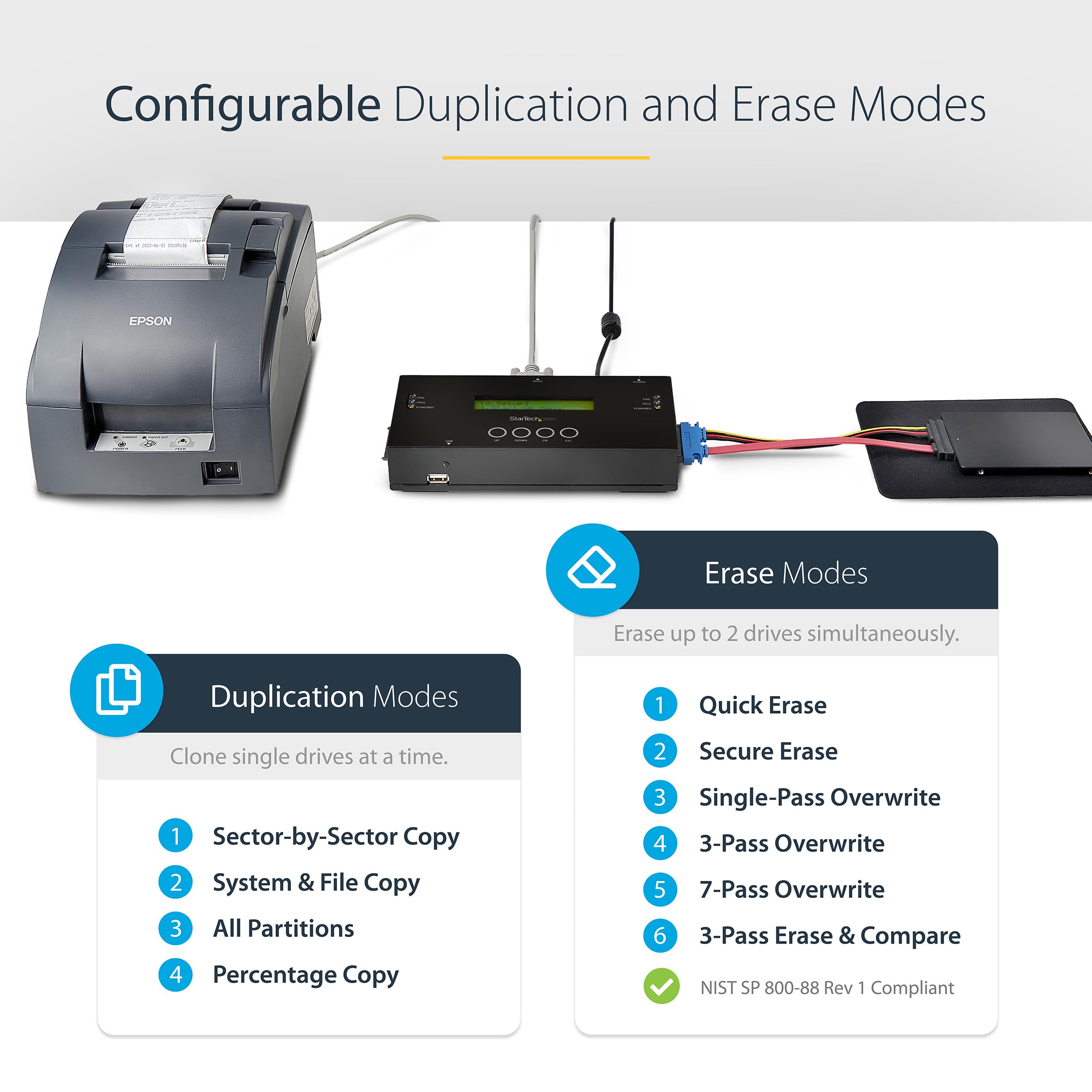 1:1 Standalone Hard Drive Duplicator And Eraser For 2.5In / 3.5In Sata & Sas Drives   Hdd/Ssd Cloner & Eraser For Sata/Sas