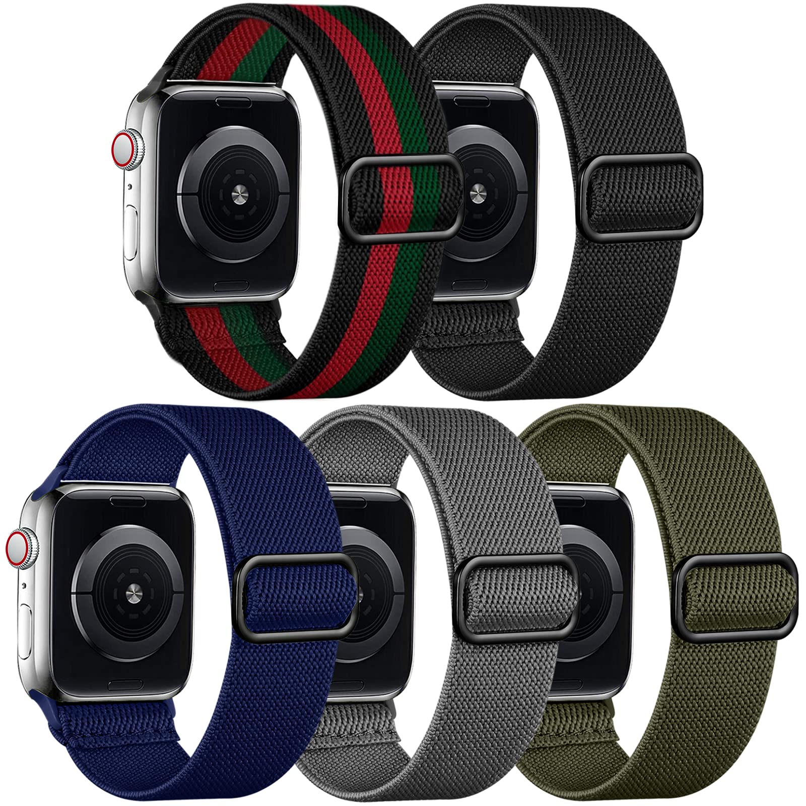 Adorve Stretchy Solo Loop Compatible With Apple Watch Ultra Band 49Mm 46Mm 45Mm 44Mm 42Mm 38Mm 40Mm 41Mm Men Women, Soft Nylon E