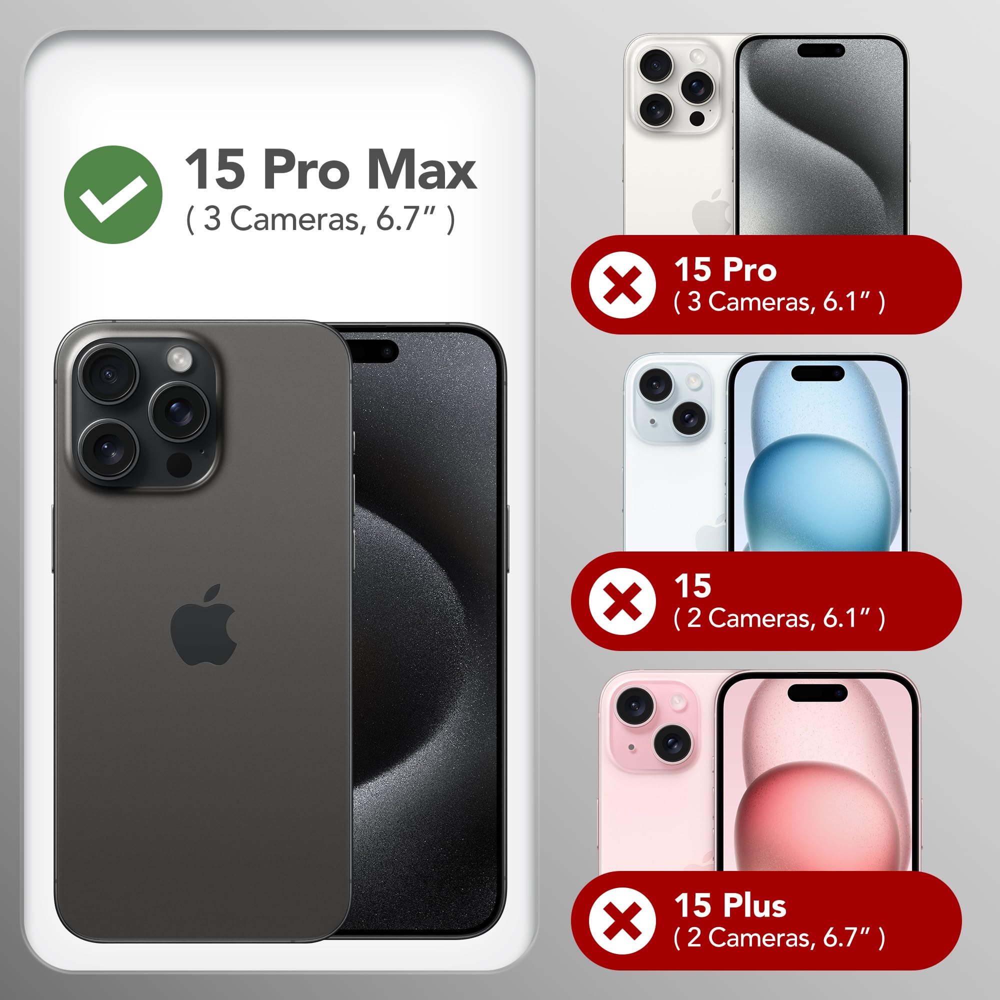 Gonez For Iphone 15 Pro Max Case Silicone, Compatible With Magsafe, 2X Camera Protector + 2X Screen Protector, Anti Scratch Micr