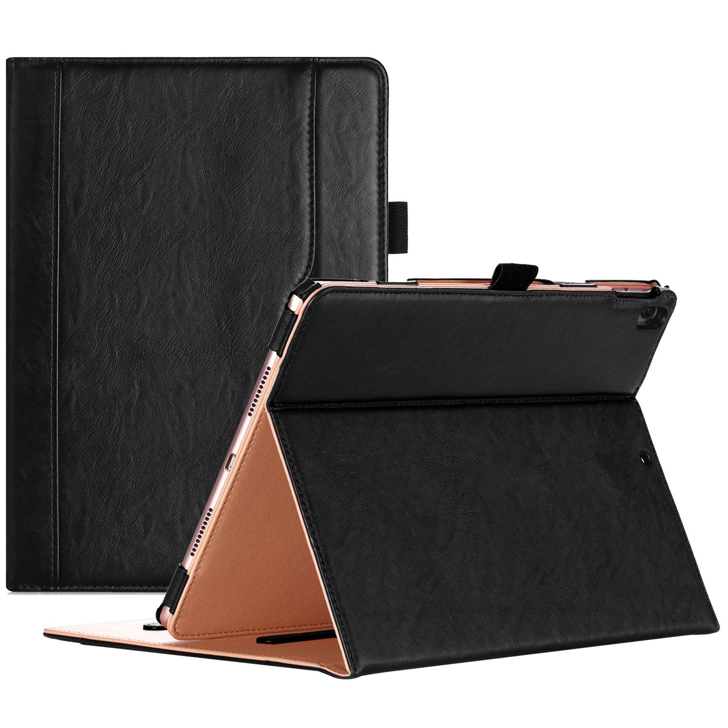 Procase Case For Ipad Air (3Rd Gen) 10.5' 2019/Ipad Pro 10.5' 2017, Vintage Pu Leather Stand Folio Cover For Ipad Air 3/Ipad Pro 10.5 Inch Multiple Viewing Angles With Pencil Holder  Black