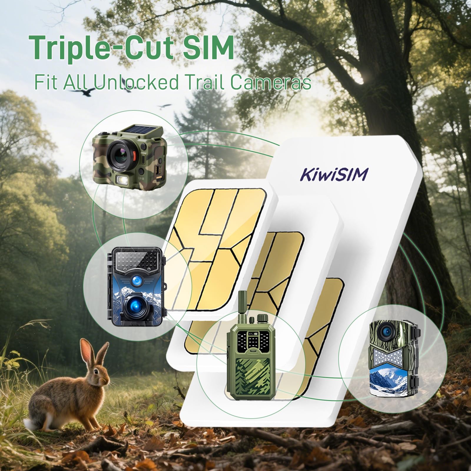 2Pcs Lte Iot Data Sim Card 50Gb 2 Years For Trail Camera & Security Camera,Prepaid Sim For Wildlife Camera, 3-In-1 Sim Kit With