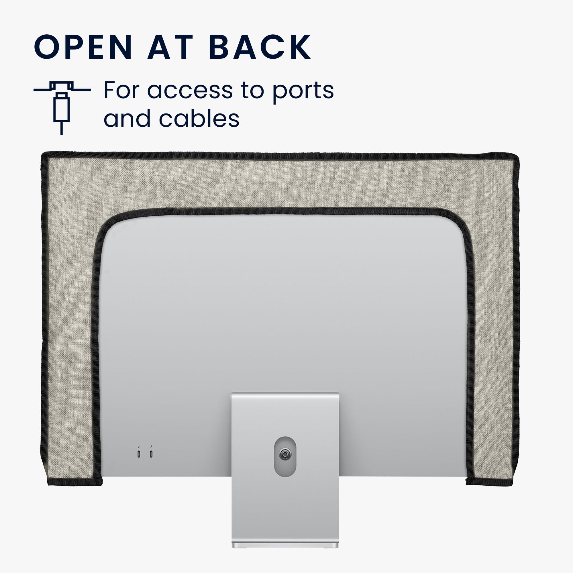 Kwmobile Dust Cover For 24 26'' Monitor   Linen Monitor Display Protector   Protect Your Computer Screen   Light Grey