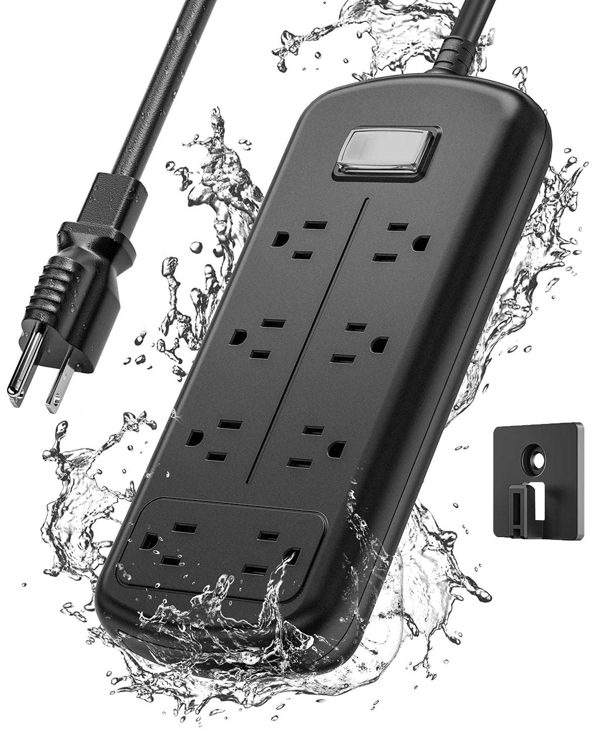 Outdoor Power Strip 8 Outlets, Weatherproof Surge Protector With 10 Ft Extension Cord, Ipx6 Waterproof, 1875W Overload Protectio