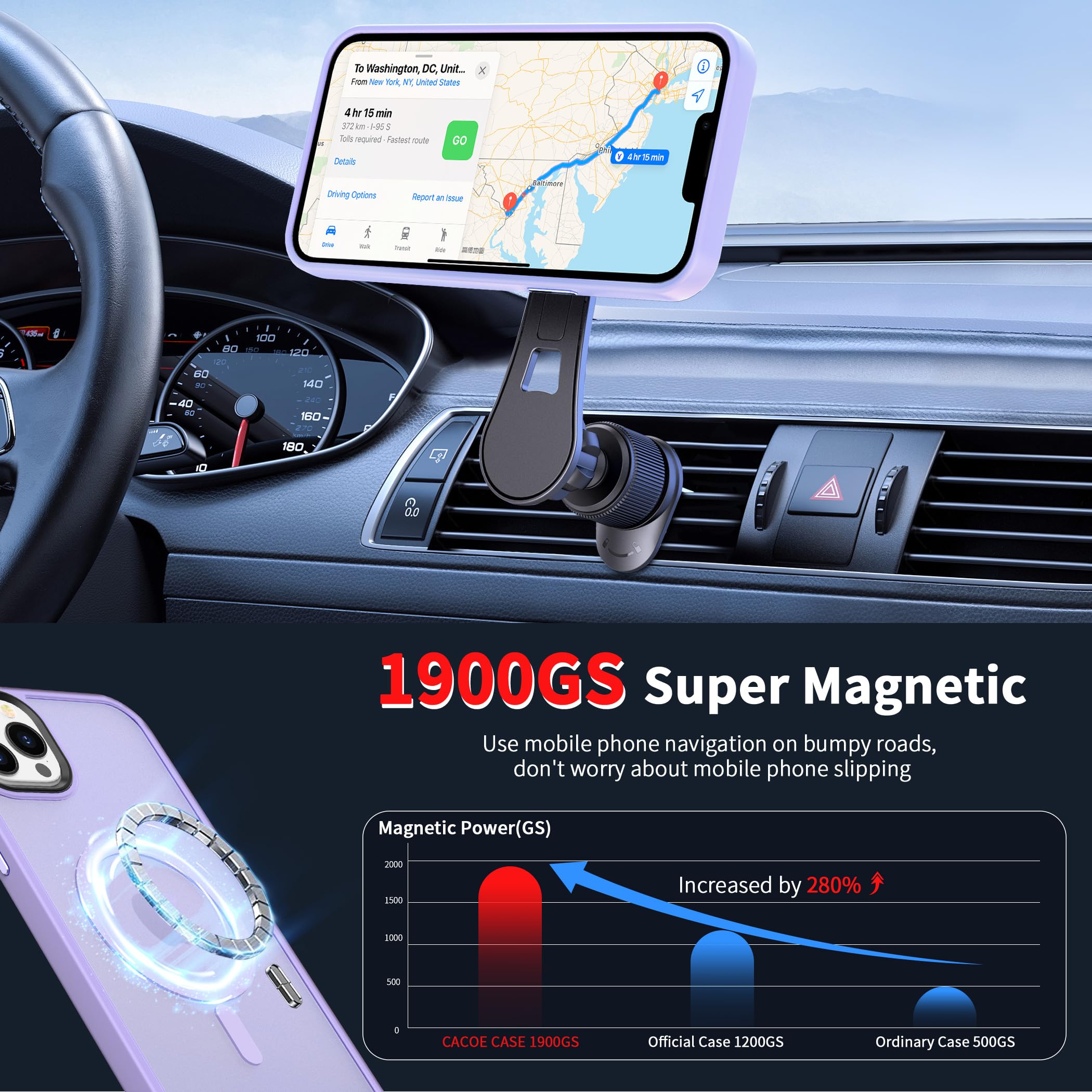 Cacoe Magnetic Case For Iphone 13 Pro 6.1 Inch Compatible With Magsafe & Magnetic Car Phone Mount,Anti Fingerprint Tpu Thin Phon