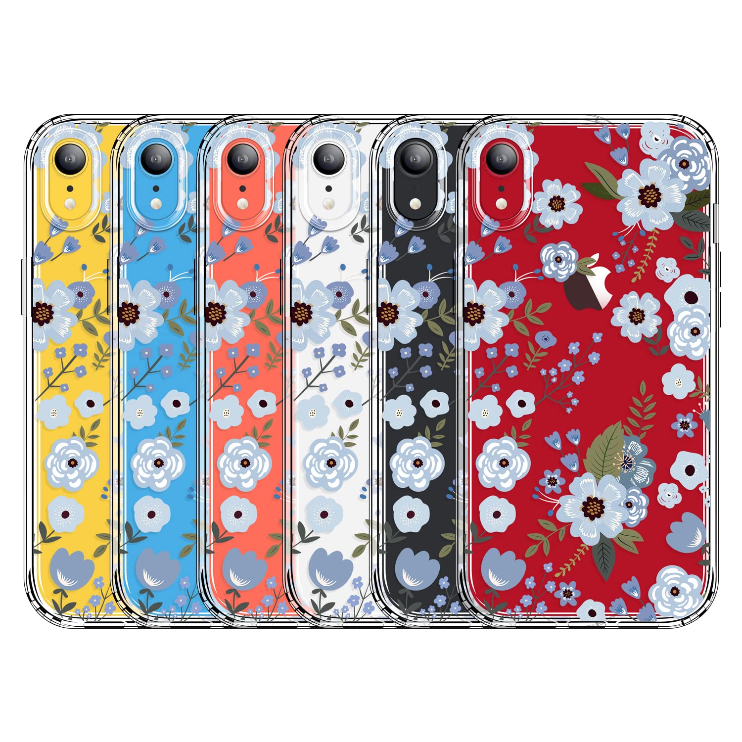Gyzya For Iphone Xr Case Clear With Floral Design, Cute Protective Slim Tpu Bumper + Shockproof Non Yellowing Back Cover For Wom