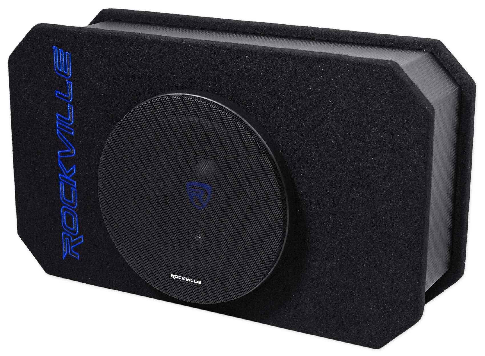 Rockville Rmw8A, 8 800W Powered Truck Subwoofer, Class D Amp, Slim Ported Enclosure, Includes Remote Bass Knob, Perfect For Deep