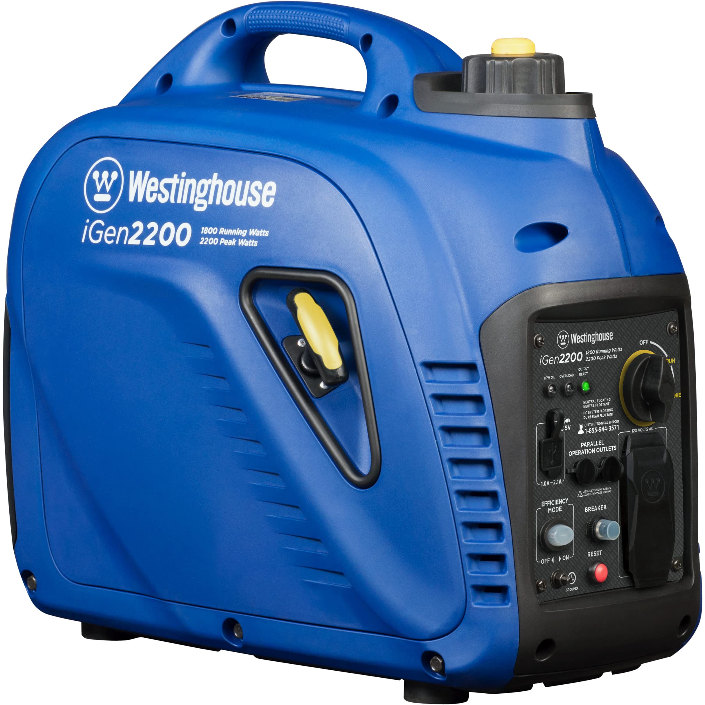 Westinghouse Outdoor Power Equipment 2200 Peak Watt Super Quiet & Lightweight Portable Inverter Generator, Gas Powered, Parallel
