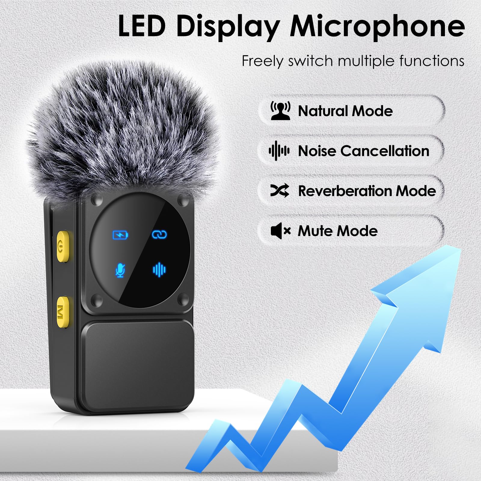 Mini Wireless Lavalier Microphone For Iphone Ipad Android With Lightning/Usb-C Plug, 80H Work Time Noise Reduction Lapel Mic For