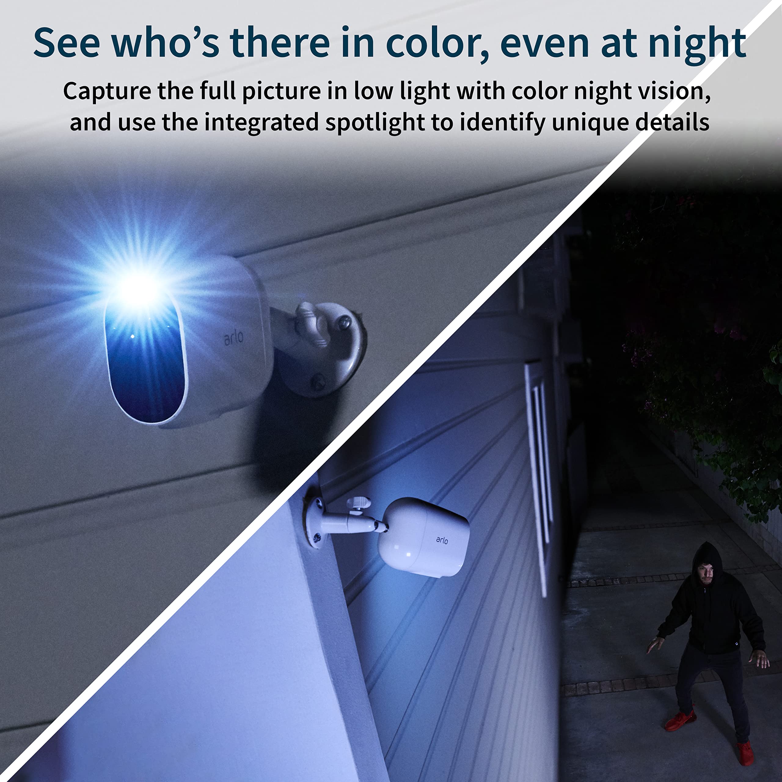 Arlo Essential Spotlight Camera - 3 Pack - Wireless Security, 1080P Video, Color Night Vision, 2 Way Audio, Wire-Free, Direct To
