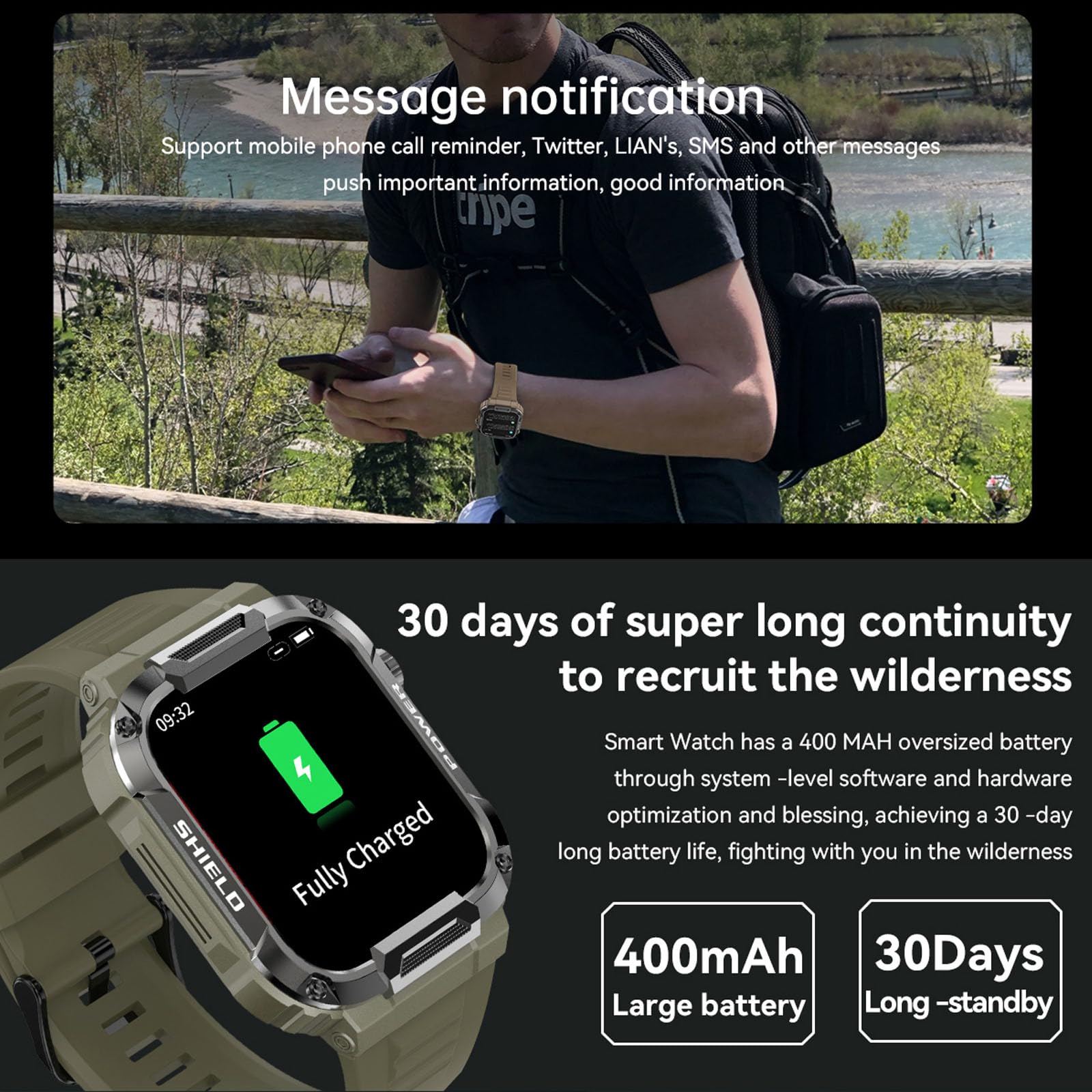 Yoimjoyfun Mens Smartwatch, 1.85-Inch Large Display, Android-Enabled Smart Fitness Watch, Takes And Makes Calls (Green)