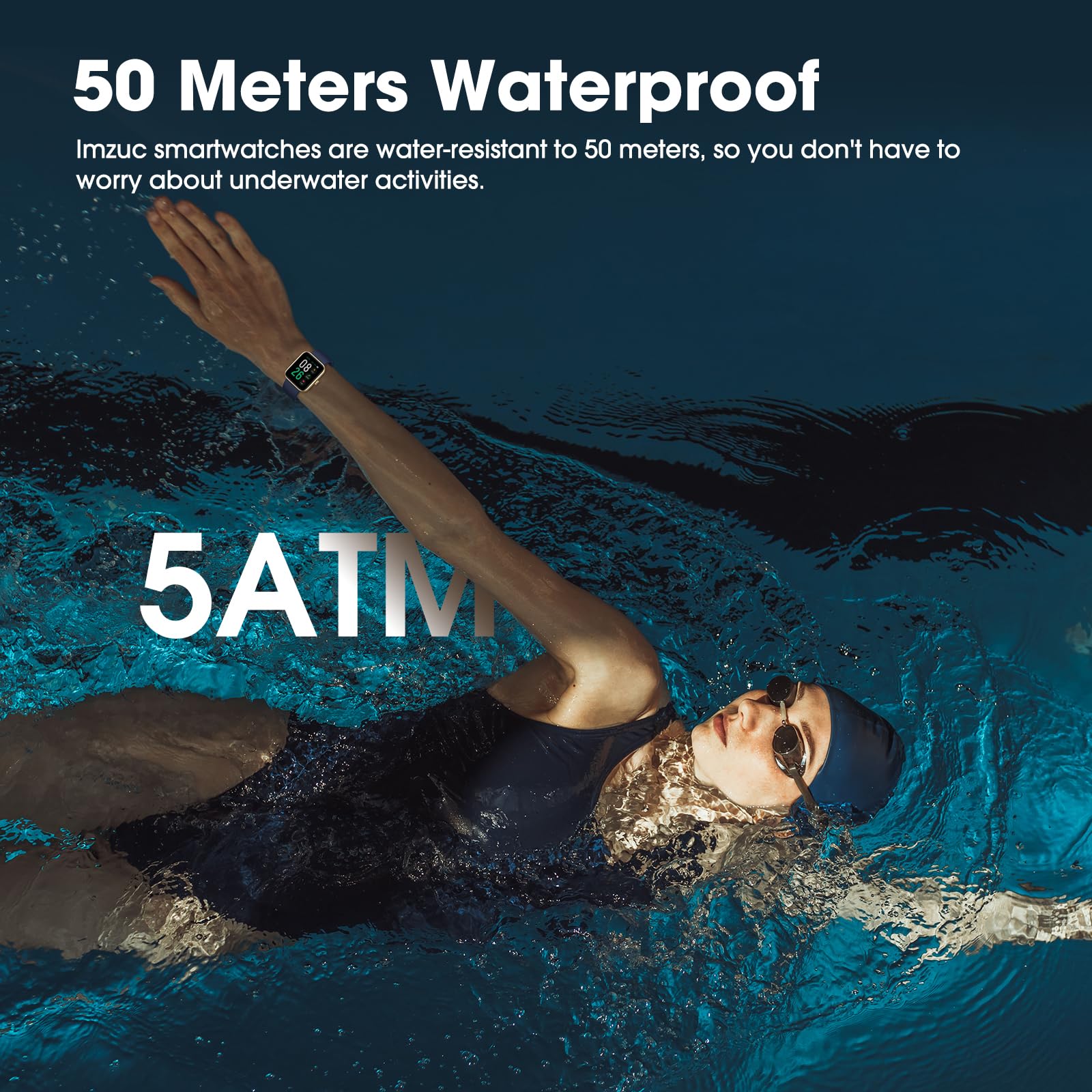 Imzuc 40Mm Small Smart Watch For Women, 50 Meters Waterproof Sport Step Counter, Fitness Tracker Watch With Heart Rate Blood Oxy