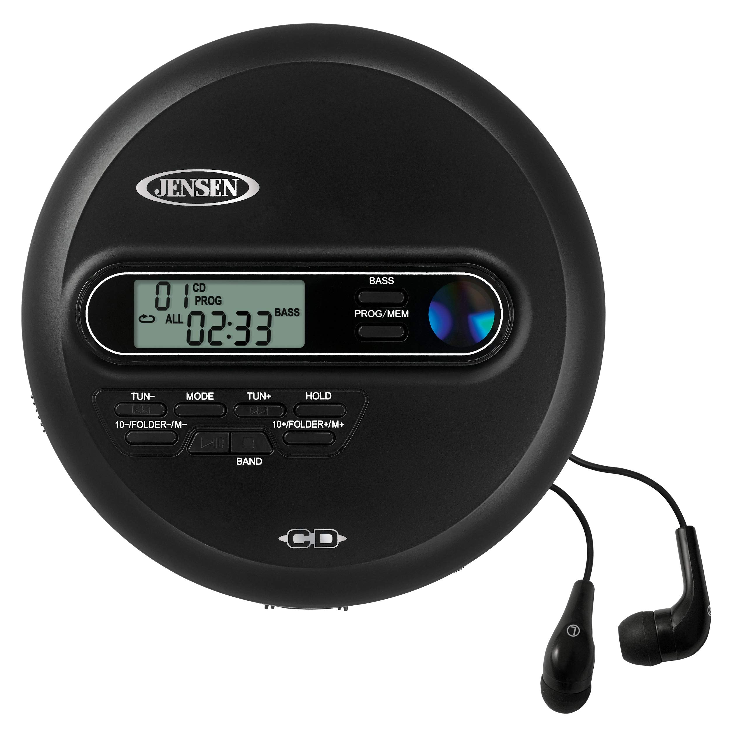 Jensen Cd 65 Portable Personal Cd Player Cd/Mp3 Player + Digital Am/Fm Radio + With Lcd Display Bass Boost 60 Second Anti Skip C