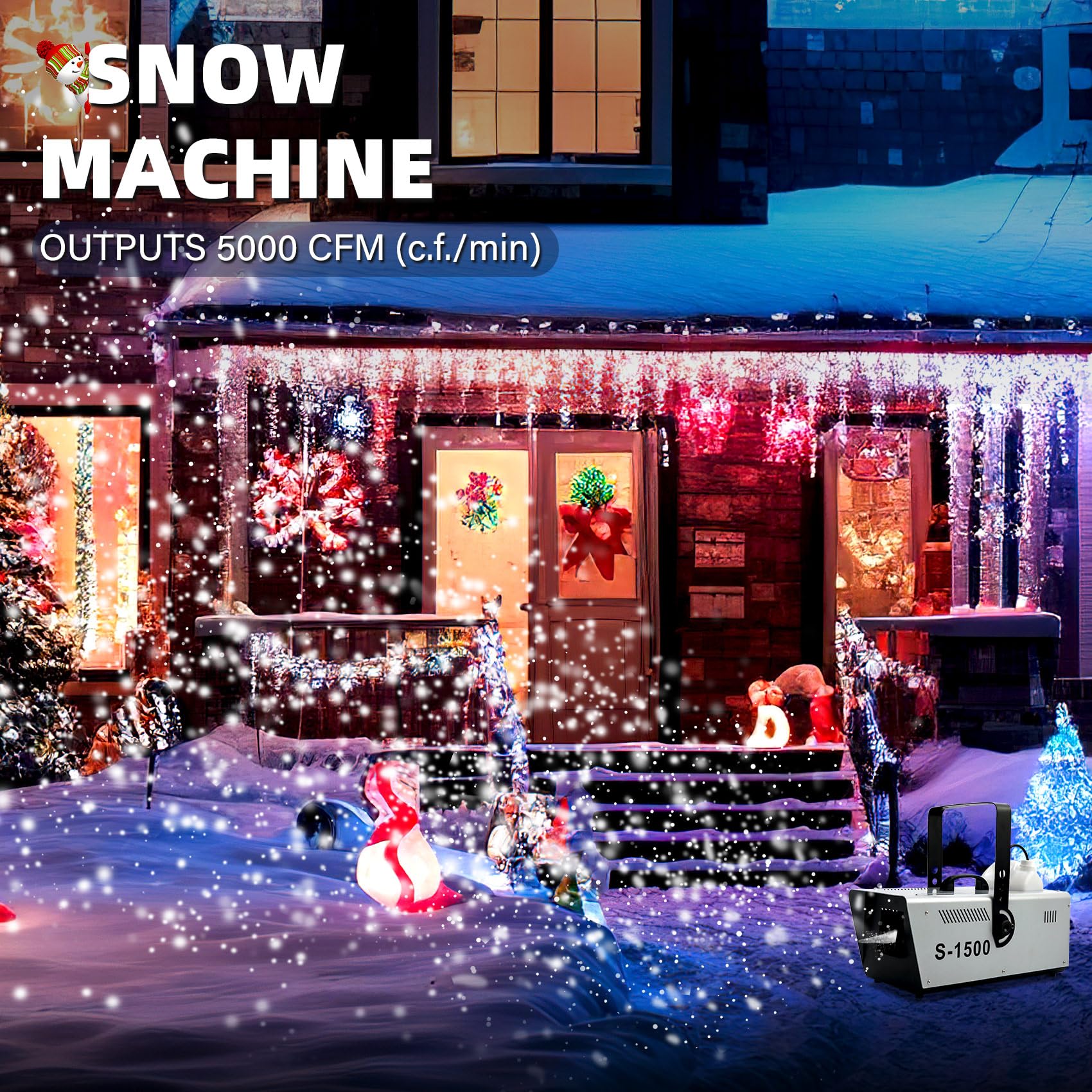 TCFUNDY Snow Machine 1500W for Christmas, Weddings & Parties - Wired Remote Control Snowflake Maker