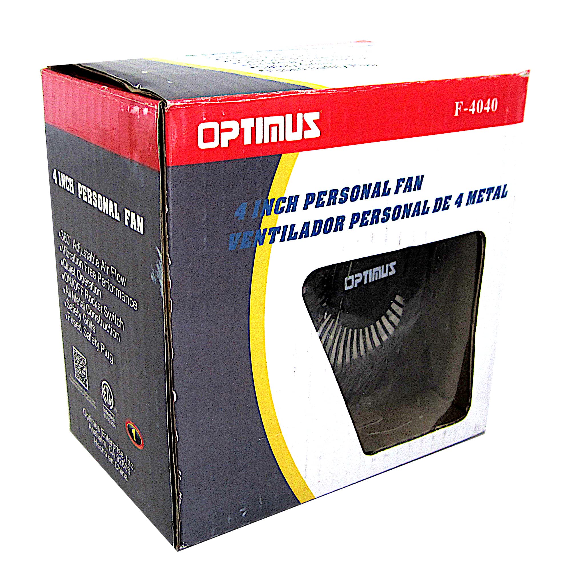 Optimus F 4040Bk 4'' Personal Metal Fan   Black