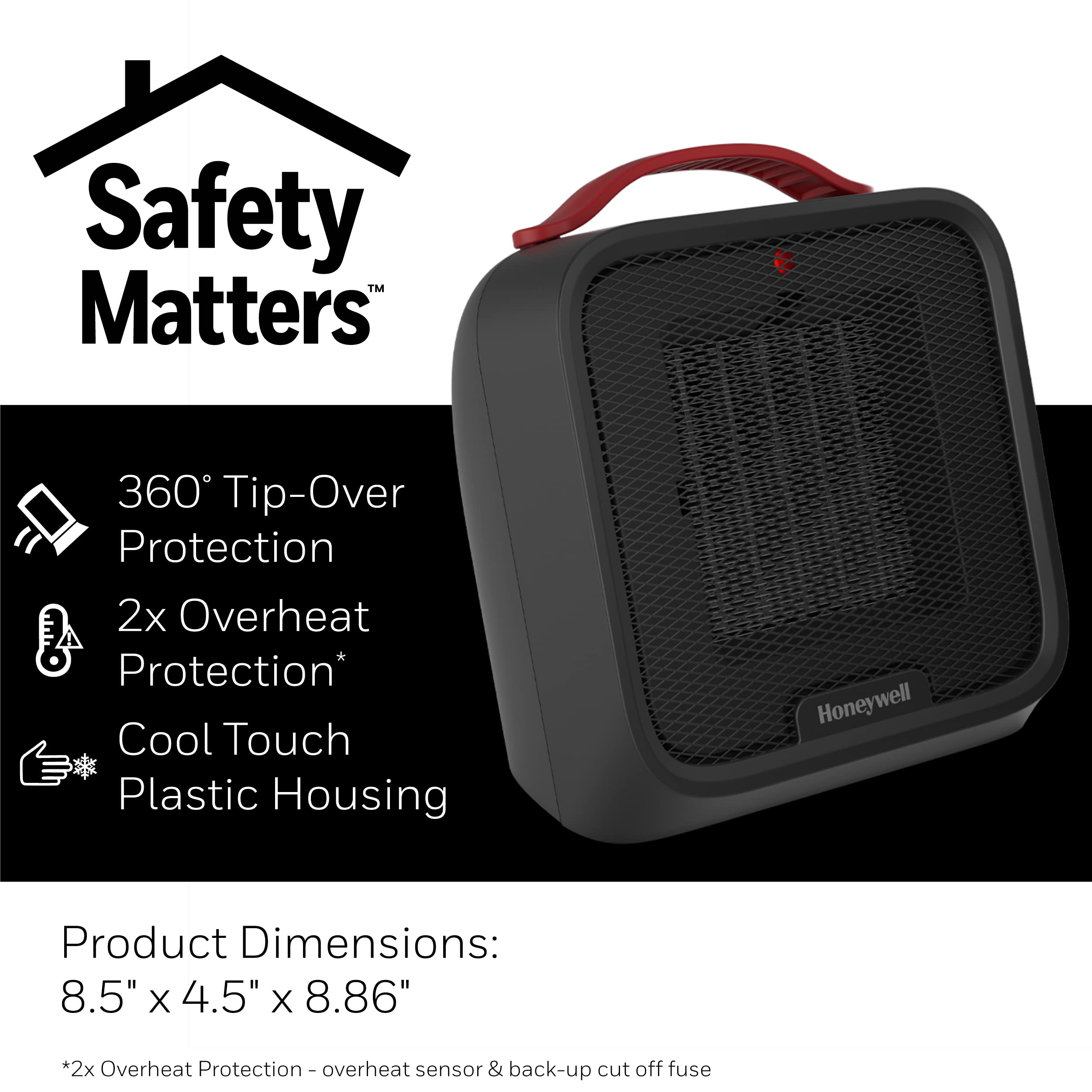 Honeywell Uberheat 5 Portable Ceramic 1500W Space Heater. Indoor Space Heater For Small Rooms, Bedrooms, And Homes. Fast Heating