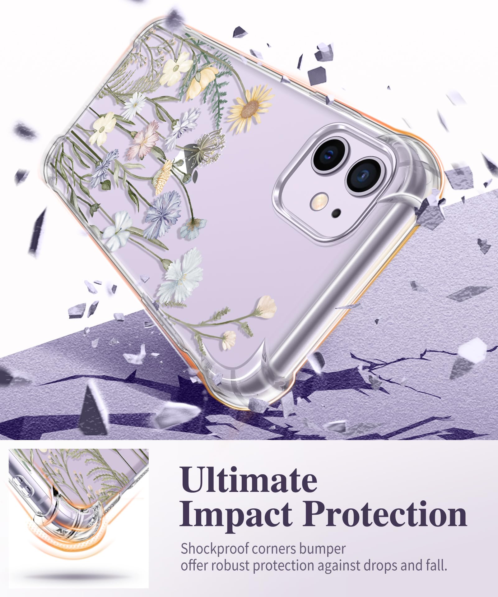 Gviewin For Iphone 11 Case With Screen Protector + Camera Lens Protector, [Not Yellowing] Clear Soft Tpu Shockproof Protective C