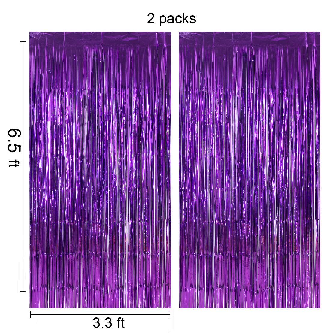Purple Backdrop Curtains For Party Supplies   6.5X6.5 Ft, Pack Of 2 | Lilf Foil Fringe Curtain Streamers Tinsel Backdrop For Bir