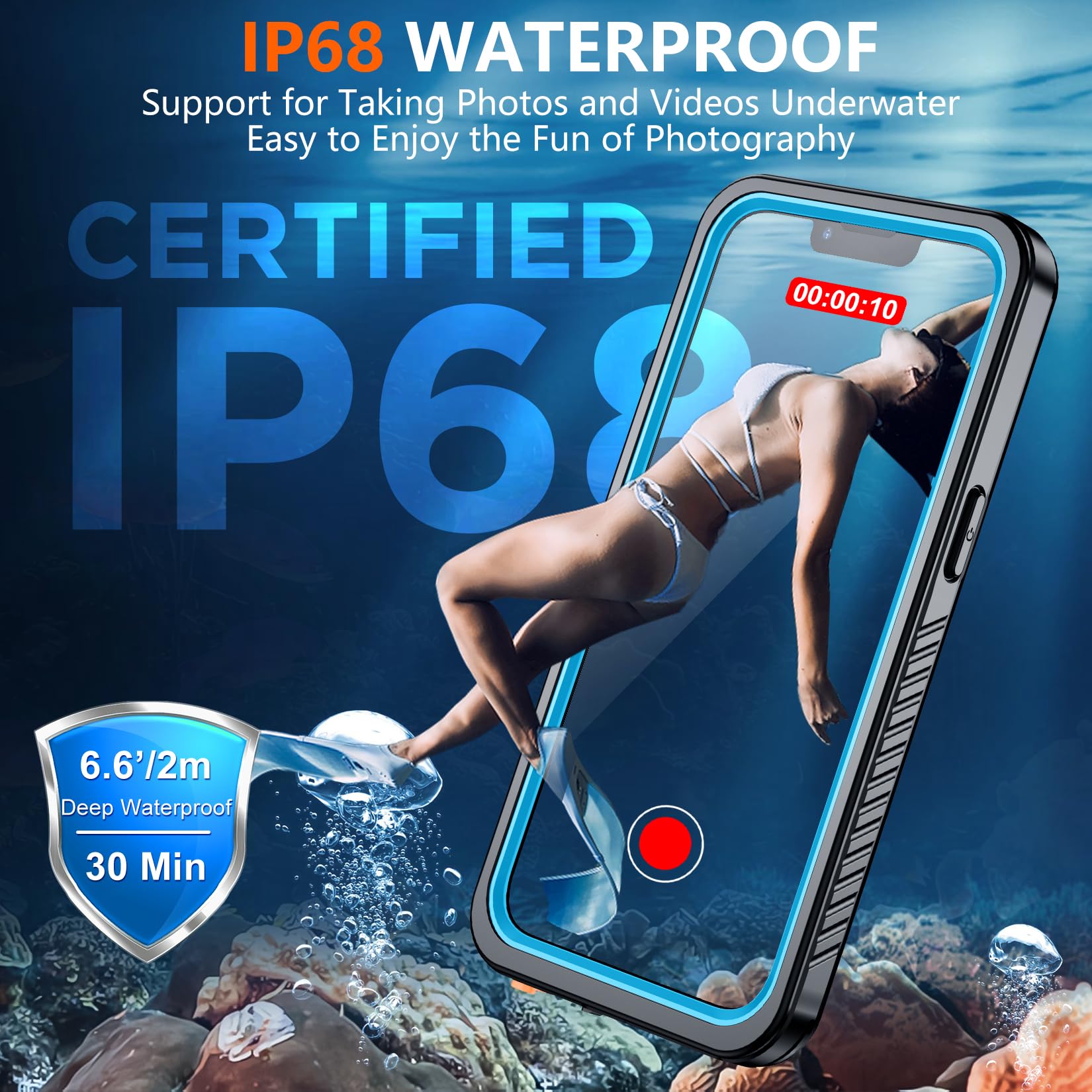 Spidercase Magnetic For Iphone 16E Case Waterproof,Built-In Screen & Camera Lens Protector[Ip68 Underwater] [Military Grade Shoc