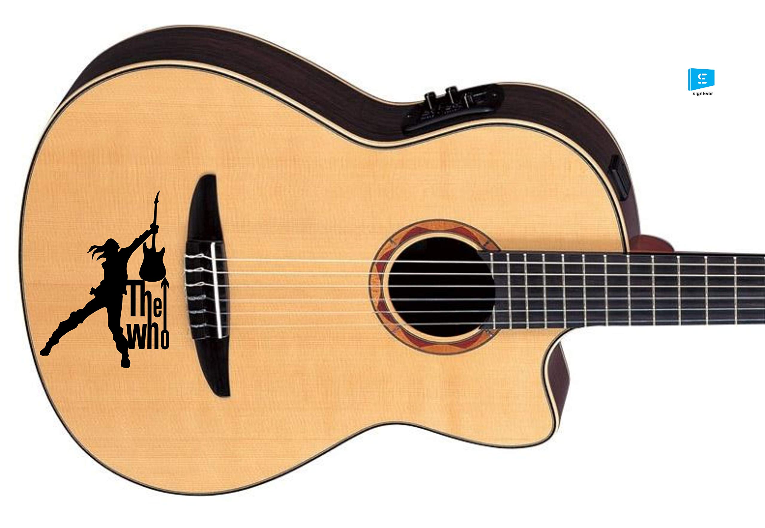 Sign Ever The Who Musical Instrument Guitar Sticker Black Decal L X H 9.50 X 13.50 Cms