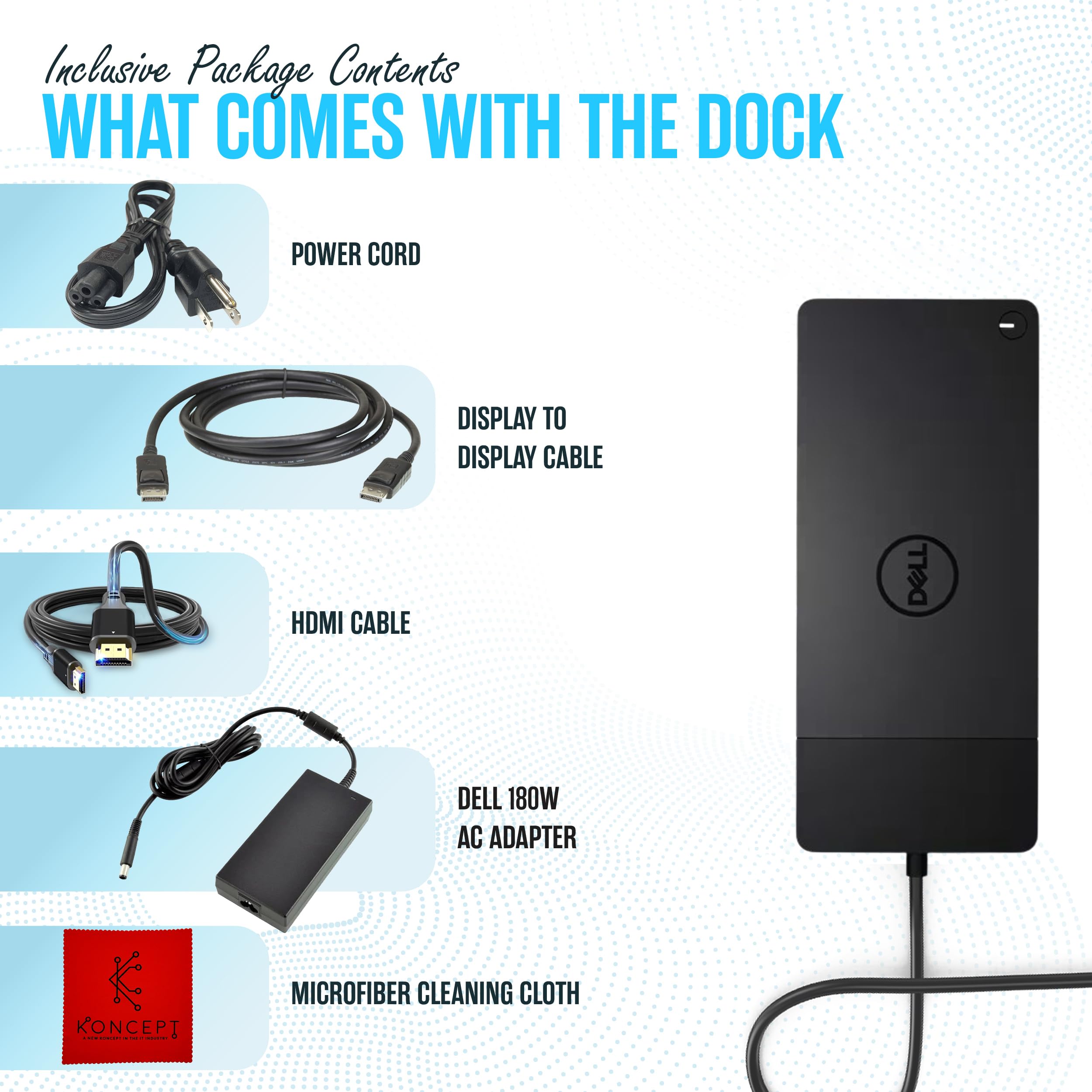 Wd22Tb4 Dell Docking Station Thunderbolt 4 Dock   1 Year Warranty   Dell Dock Station With 180W Dell Ac Adapter, Hdmi Cable, Dis