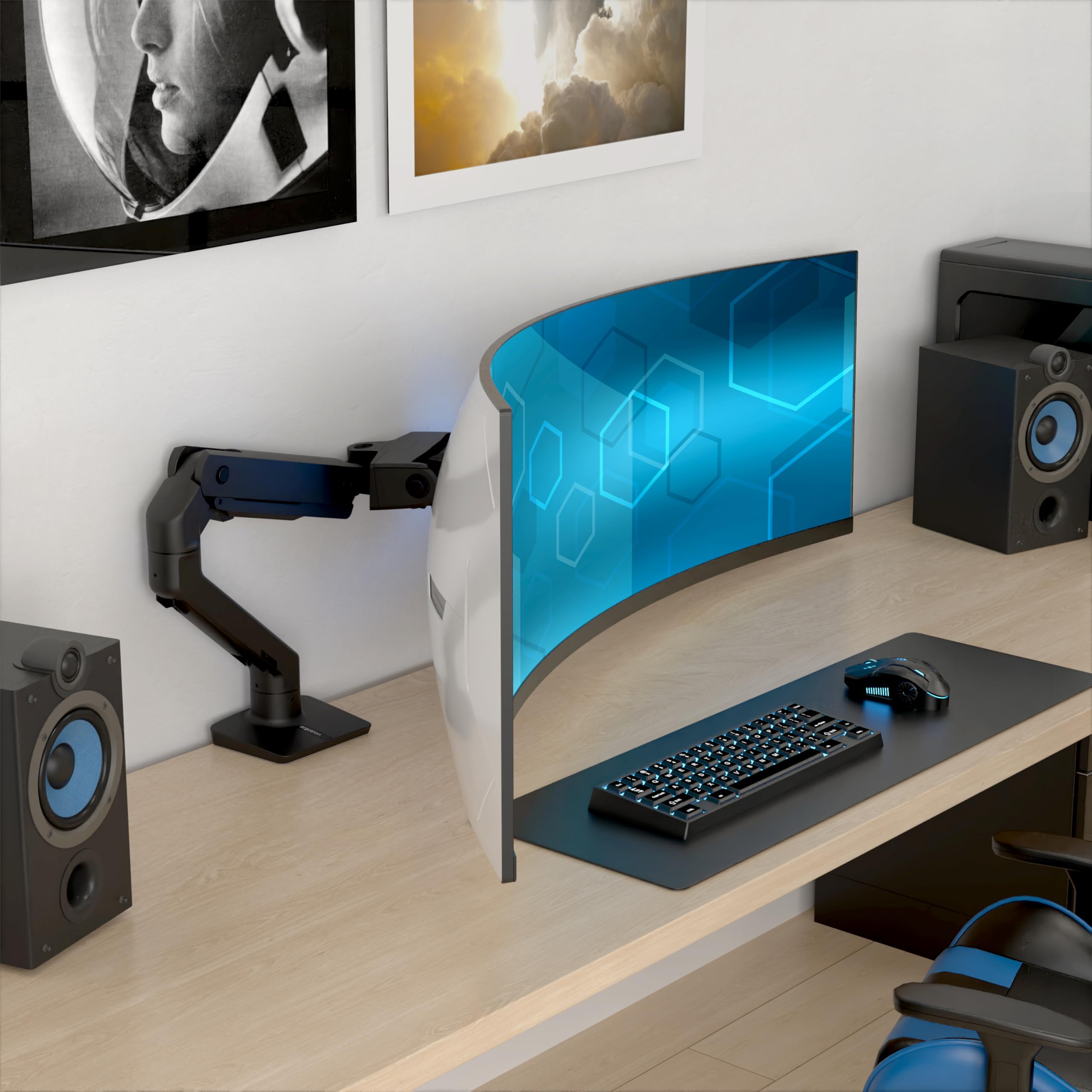 Ergotron   Hx Vhd Premium Heavy Duty Gaming Monitor Arm, Single Monitor Desk Mount   For 1000R Curved Ultrawide Monitors Up To 5