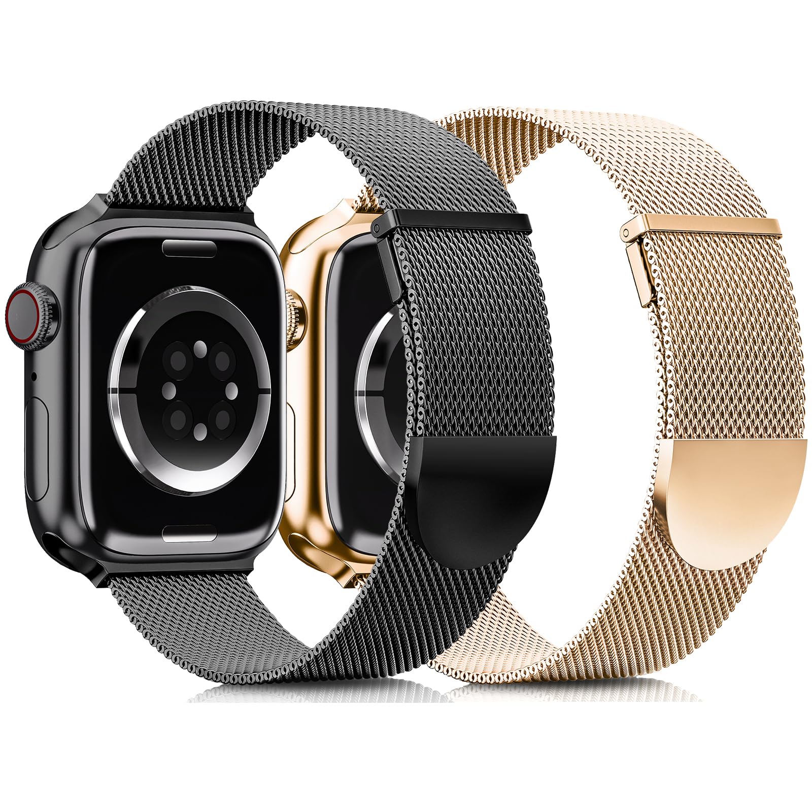 2 Pack Metal Magnetic Band Compatible With Apple Watch Bands 38Mm 40Mm 41Mm 42Mm 44Mm 45Mm 49Mm Women Men,Milanese Loop Stainles