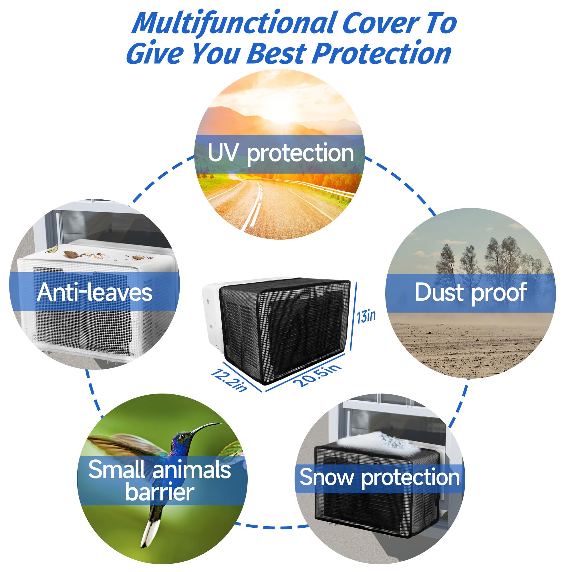 Taktopeak Window Ac Mesh Cover 20'' W X 12.2'' D X 13.4'' H, U Shaped Air Conditioner Cover Specially For Midea U Shaped Window