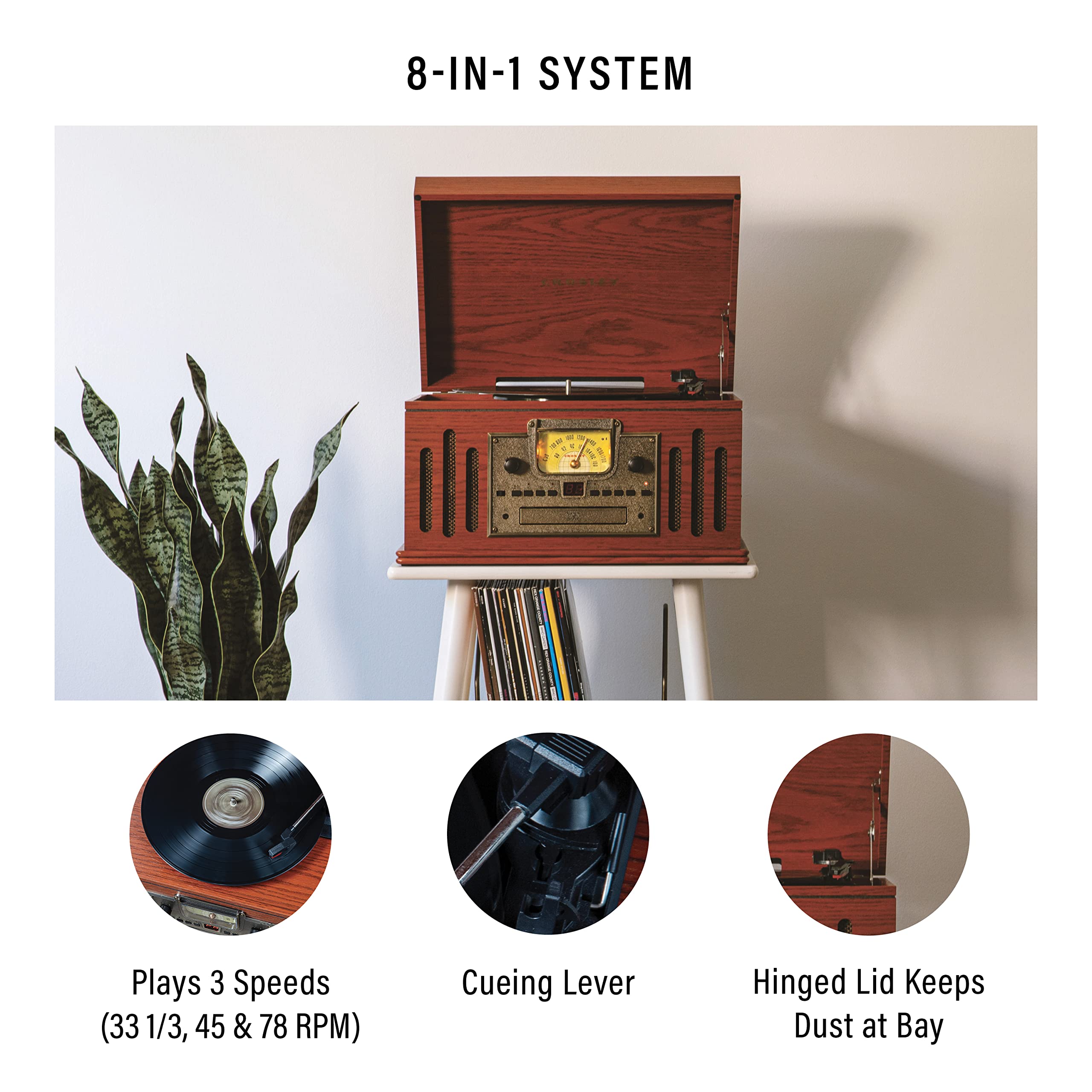 Crosley Cr704B Pa Musician 3 Speed Turntable With Radio, Cd/Cassette Player, Aux In And Bluetooth, Paprika