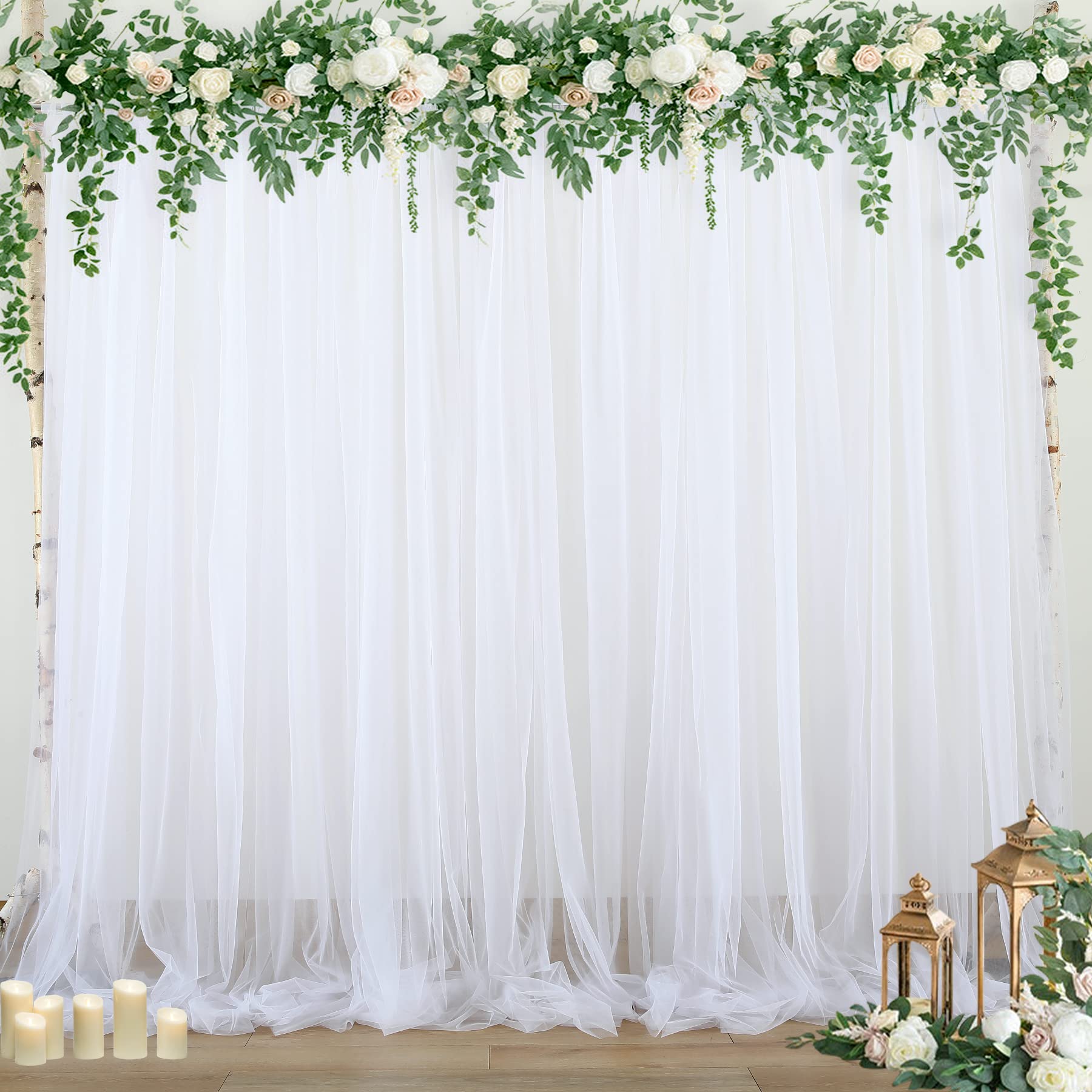 White Sheer Backdrop Curtains Tulle Backdrop Curtain For Parties Wedding White Curtain Backdrop For Birthday Party Baby Shower P