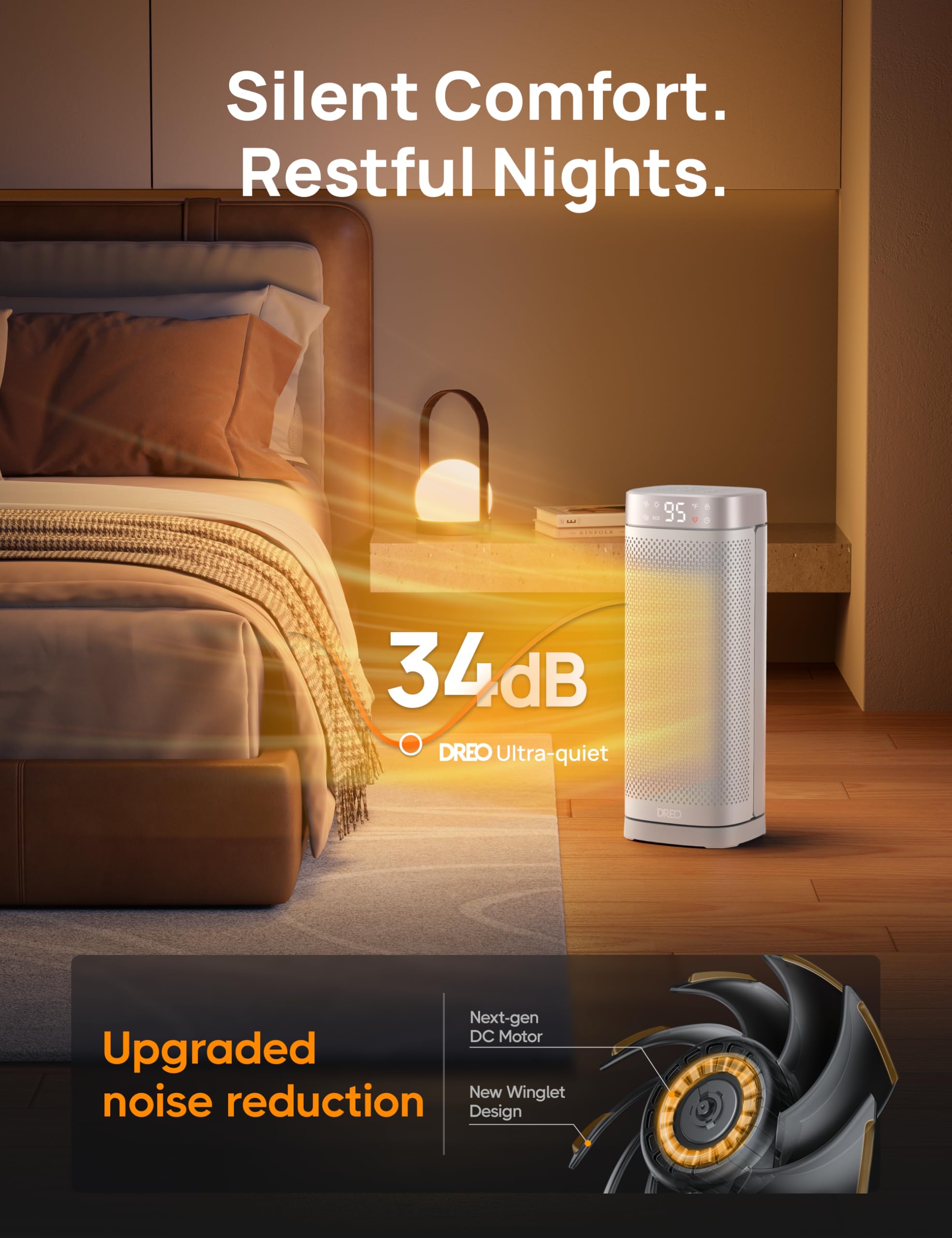 Dreo Space Heaters For Indoor Use, 1500W Fast Heating Portable Heaters With Remote, Large Ptc Ceramic Electric For Bedroom, 12H