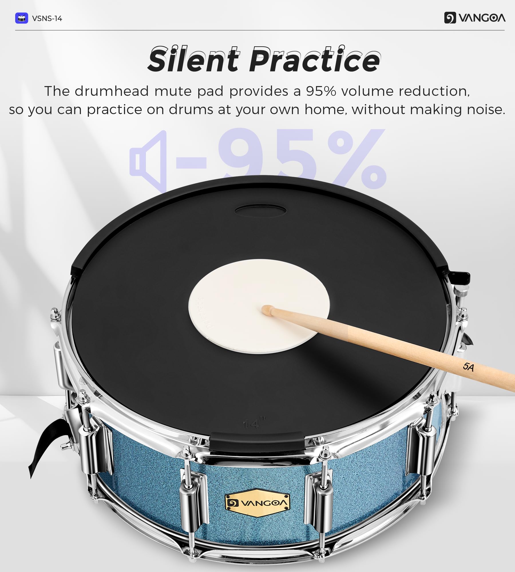 Vangoa Snare Drum Kit With Remo Head 14 X 5.5 Student Marching School Band Beginner Practice Snare Drum With Stand, Drumstick Ho